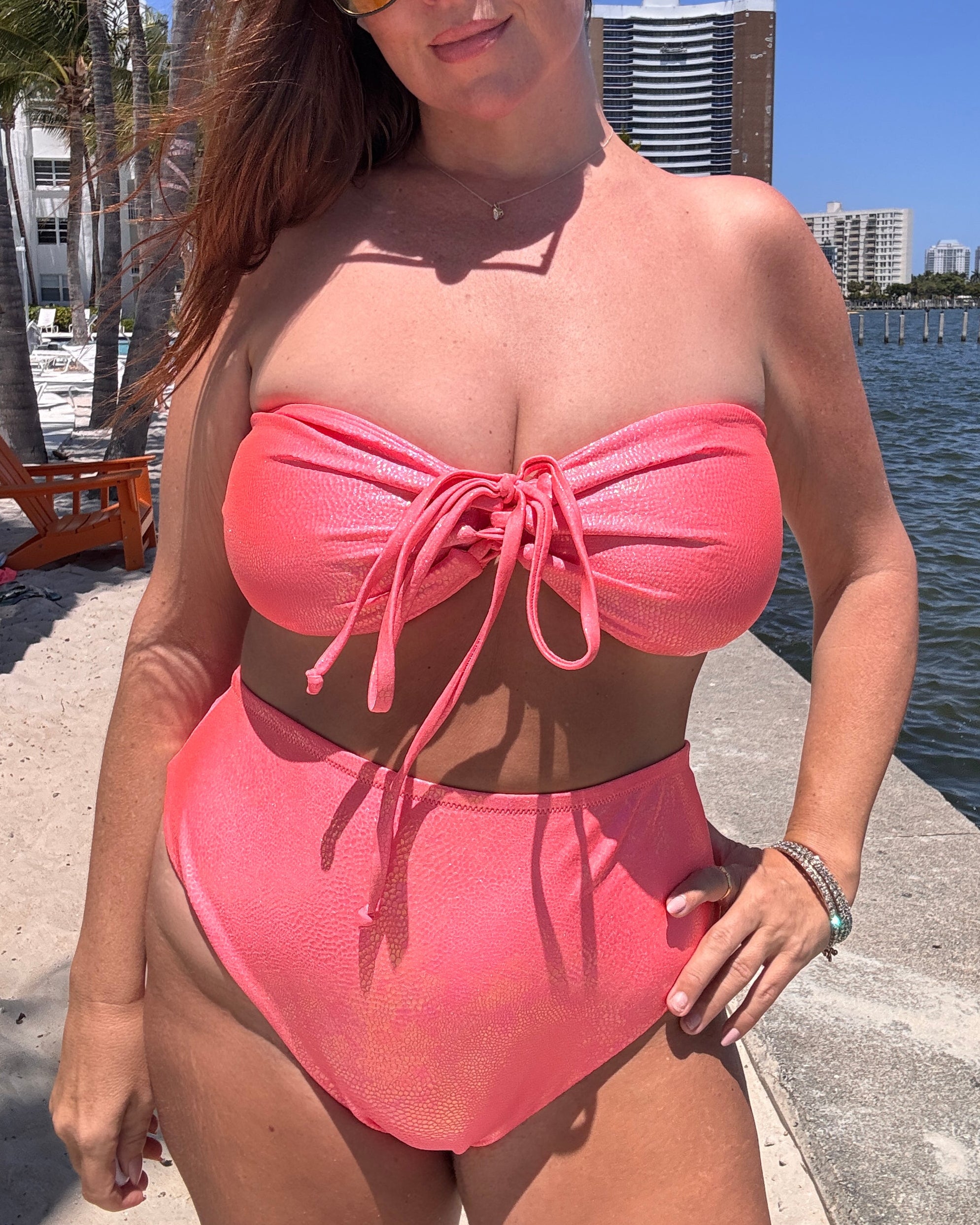Peach Champagne High Waist Bikini Bottom final sale