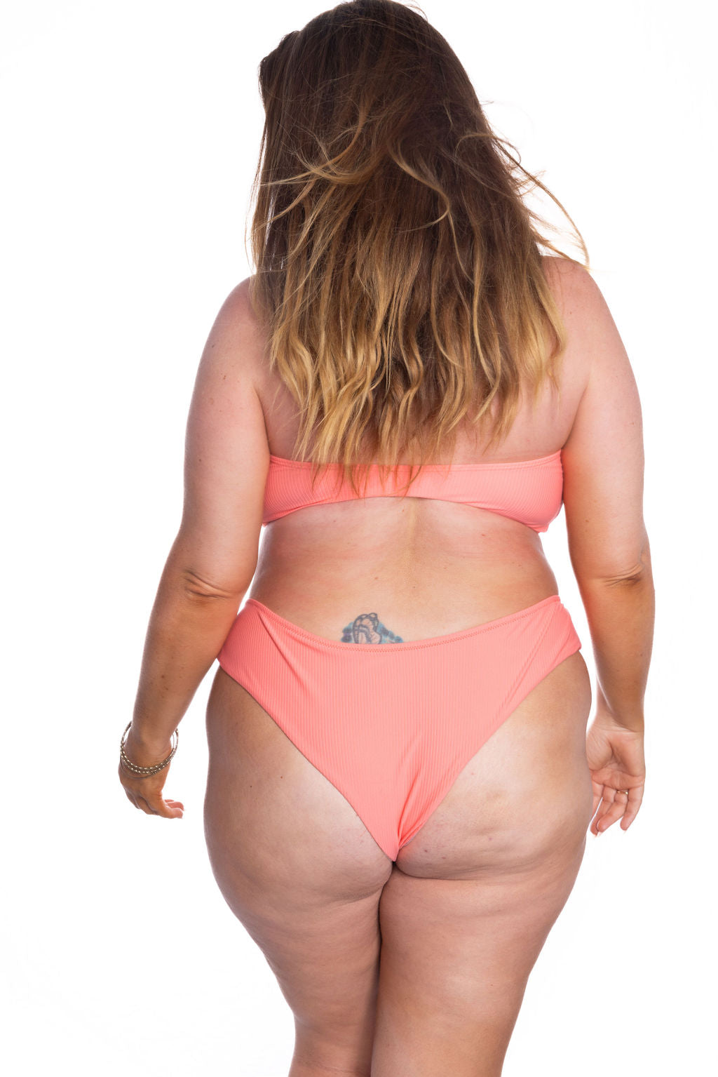Juicy Coral Rib Bandeau Bikini Top final sale