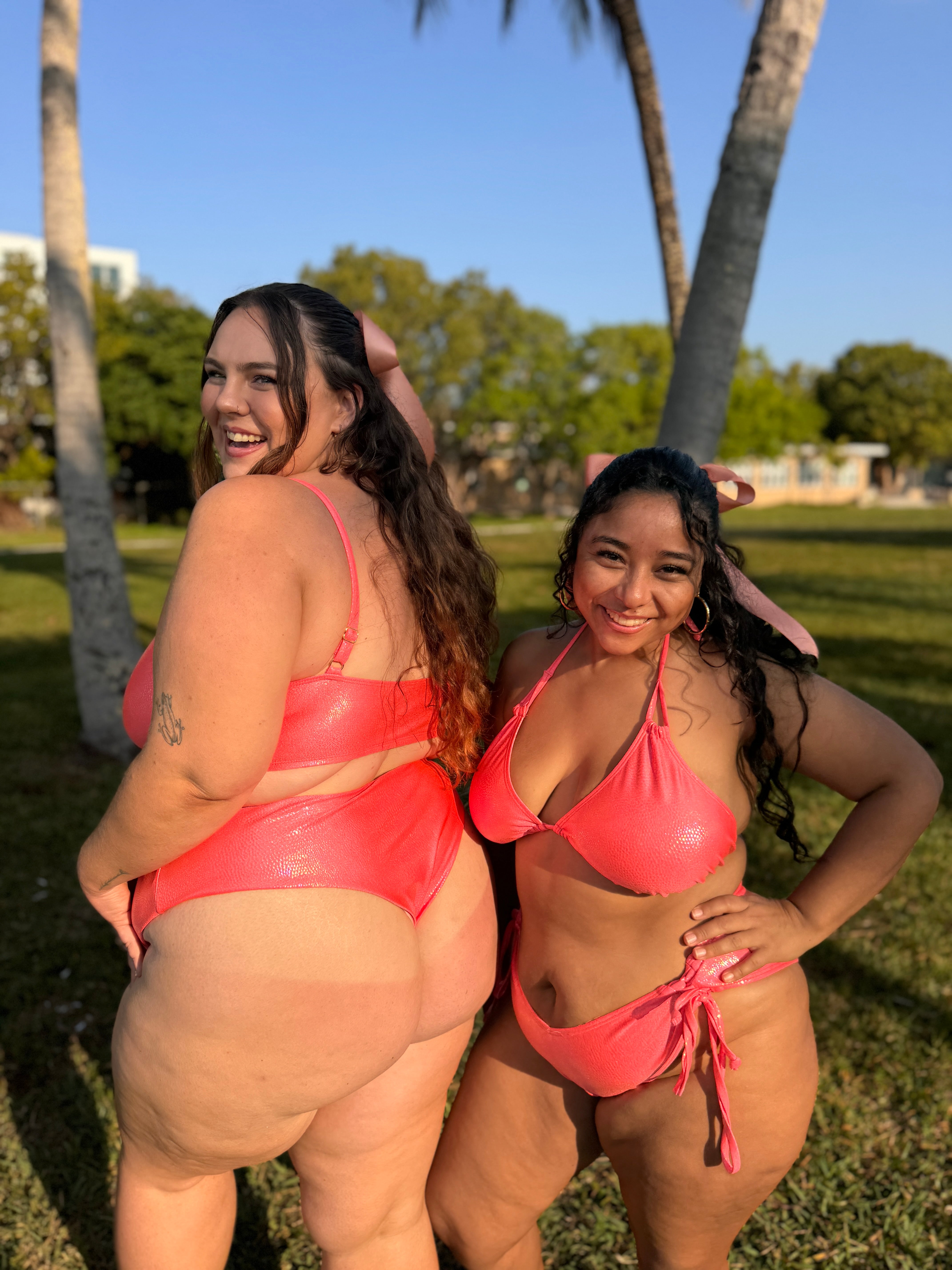 Peach Champagne High Waist Cheeky Bikini Bottom final sale