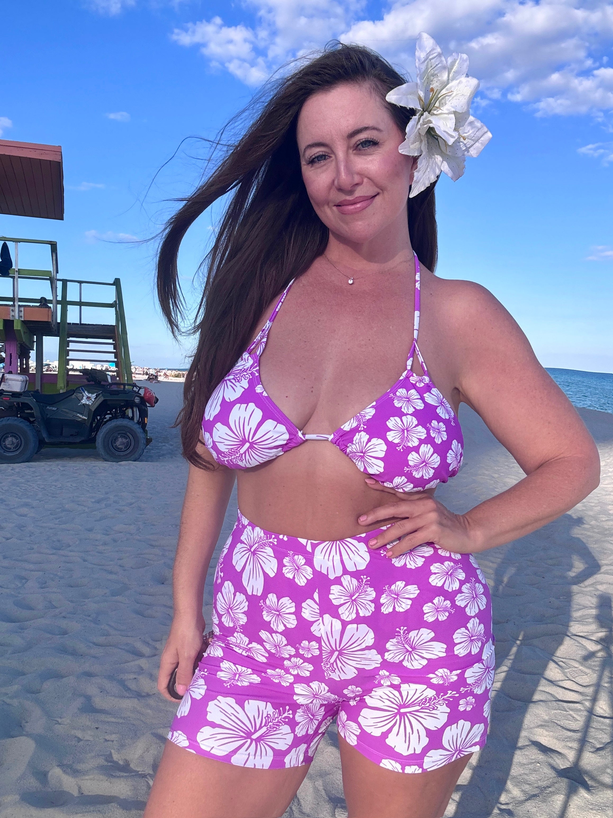 Hibiscus Honey Bike & Swim Bikini Shorty
