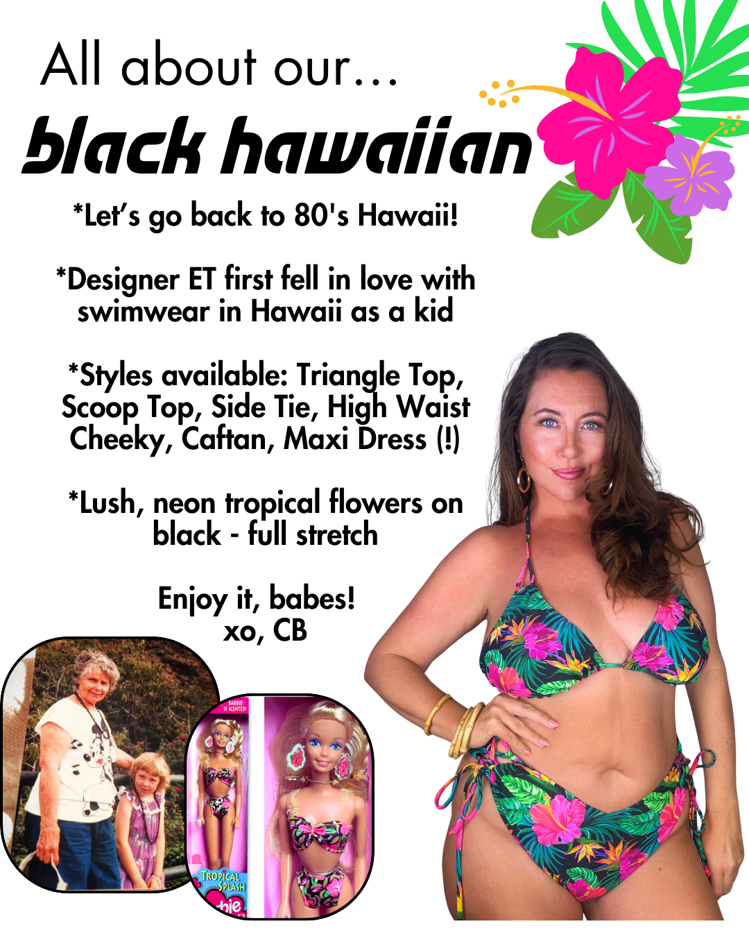 Black Hawaiian Scoop Bikini Top