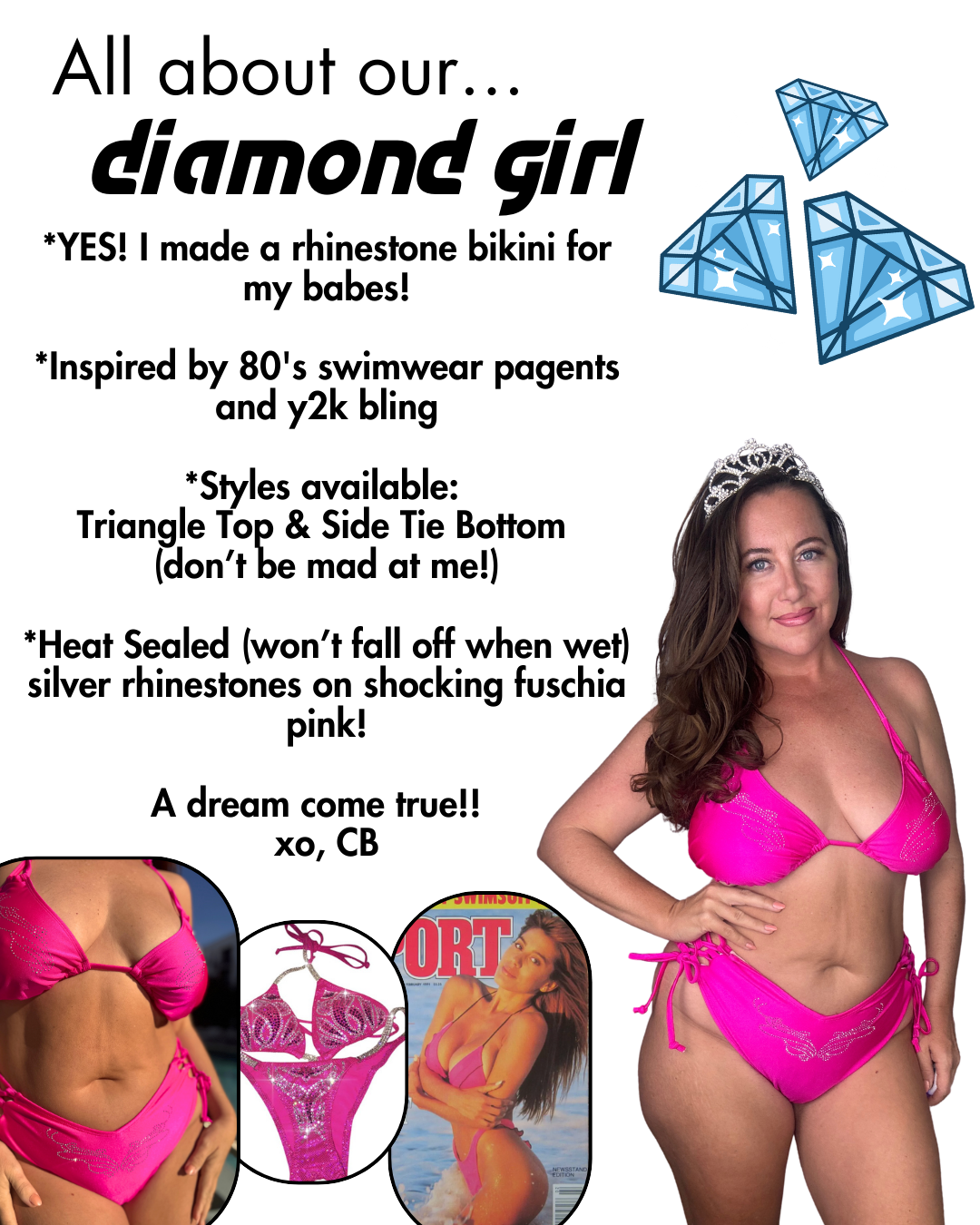 Diamond Girl Side Tie Bikini Bottom final sale