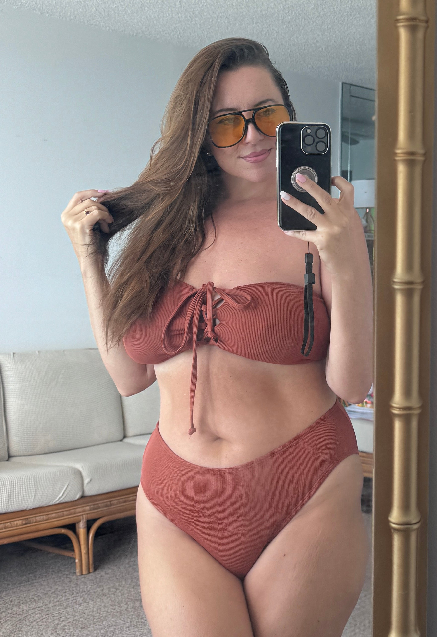 Cinnamon Spice Brown Rib French Cut Bikini Bottom
