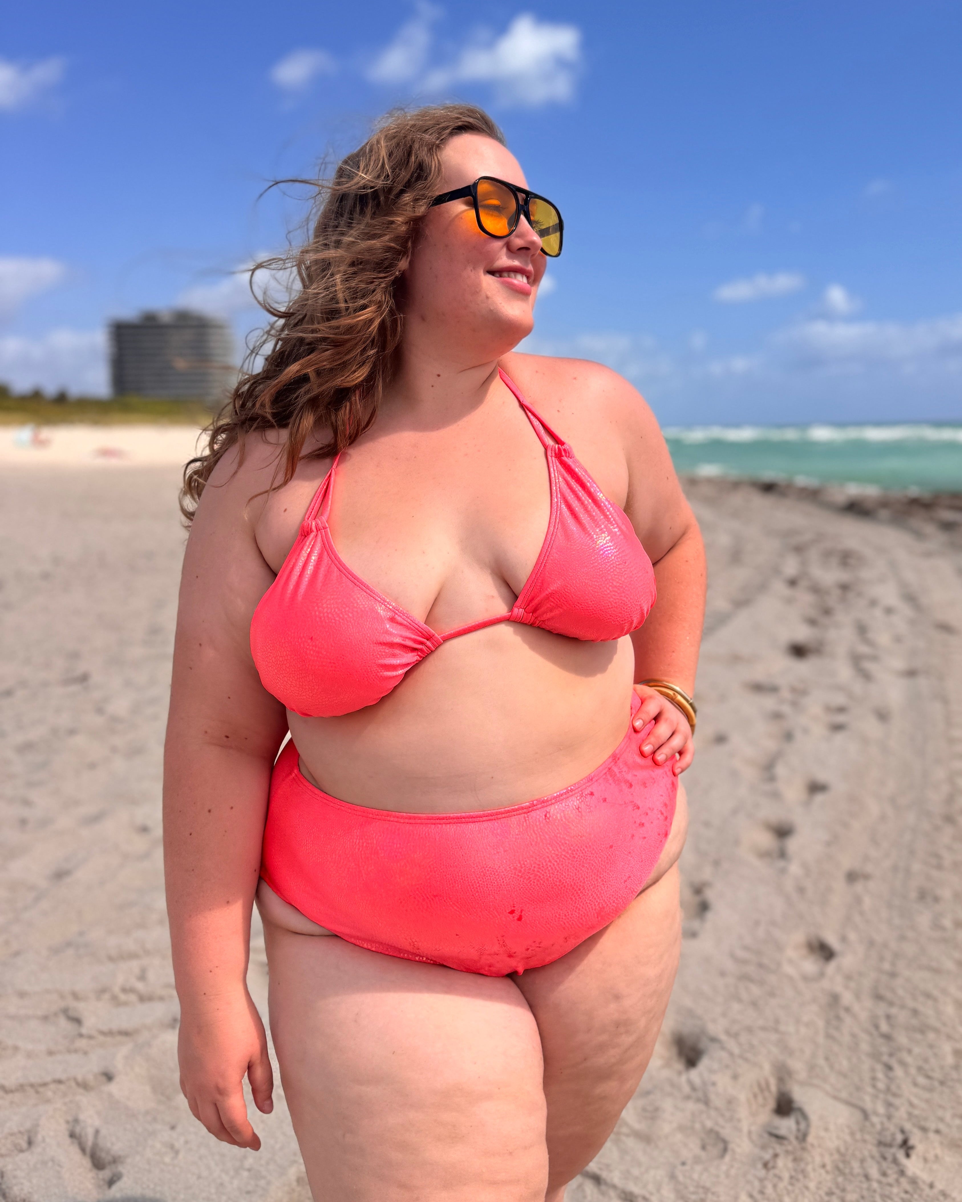 Peach Champagne Triangle Bikini Top final sale