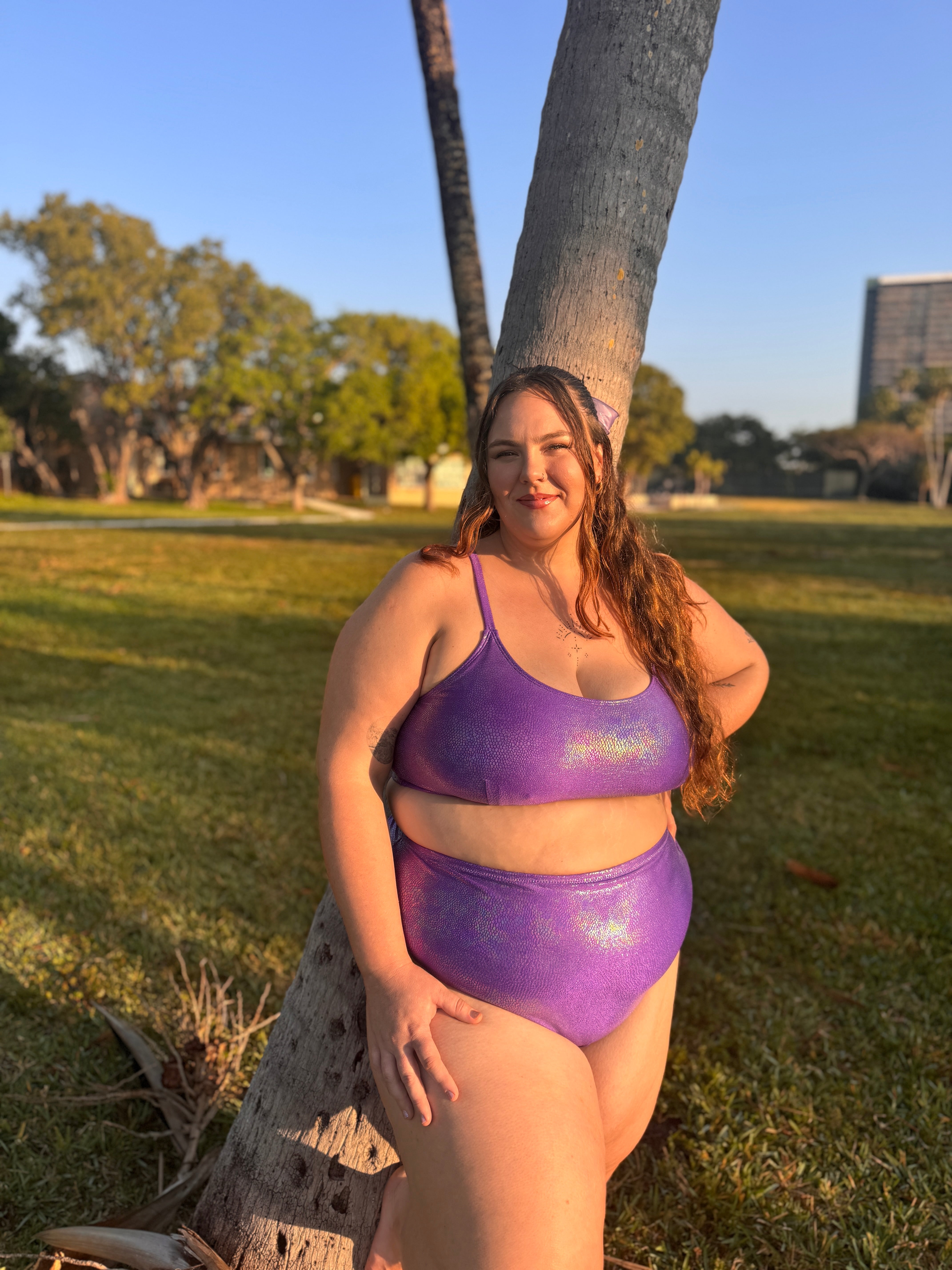 Violet Crush High Waist Cheeky Bikini Bottom final sale