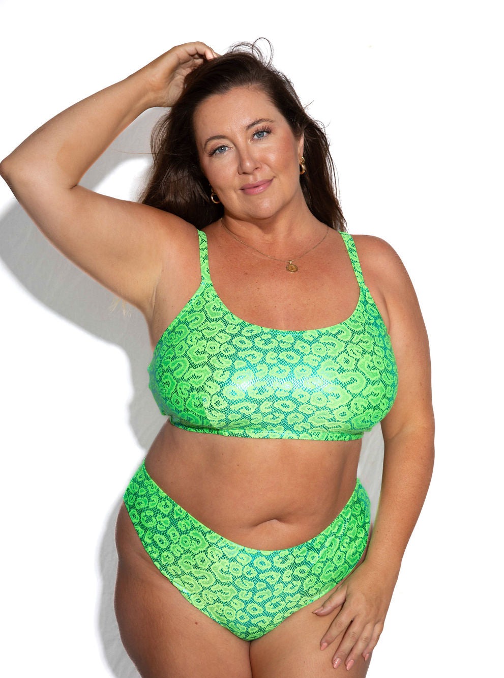 Lime Green Leopard Reversible Cheeky Bikini Bottom