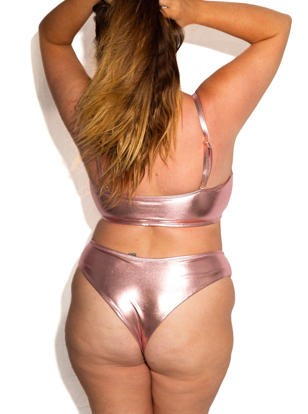 Metallic Rose Gold Reversible Cheeky Bikini Bottom final sale