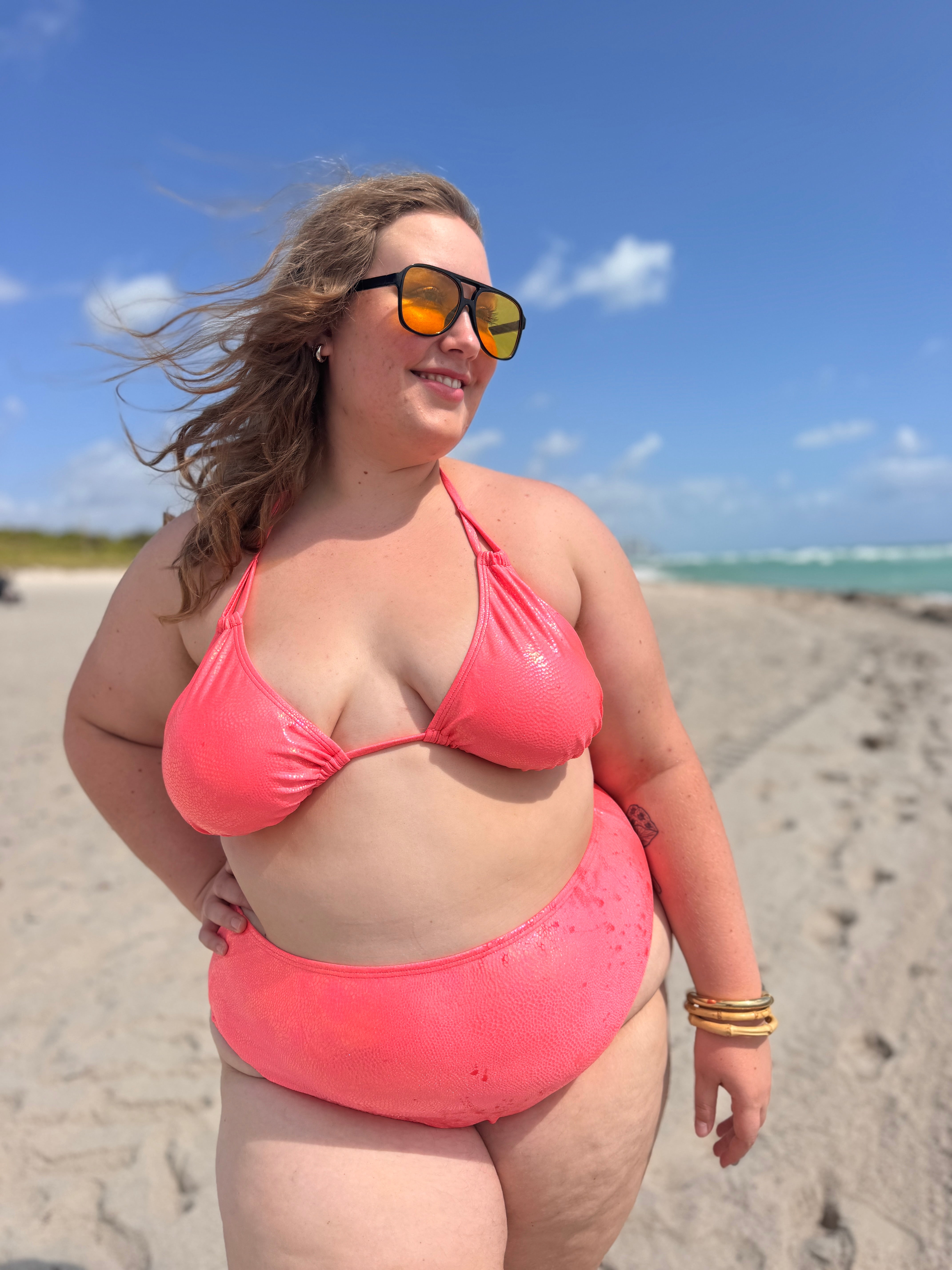 Peach Champagne High Waist Bikini Bottom final sale