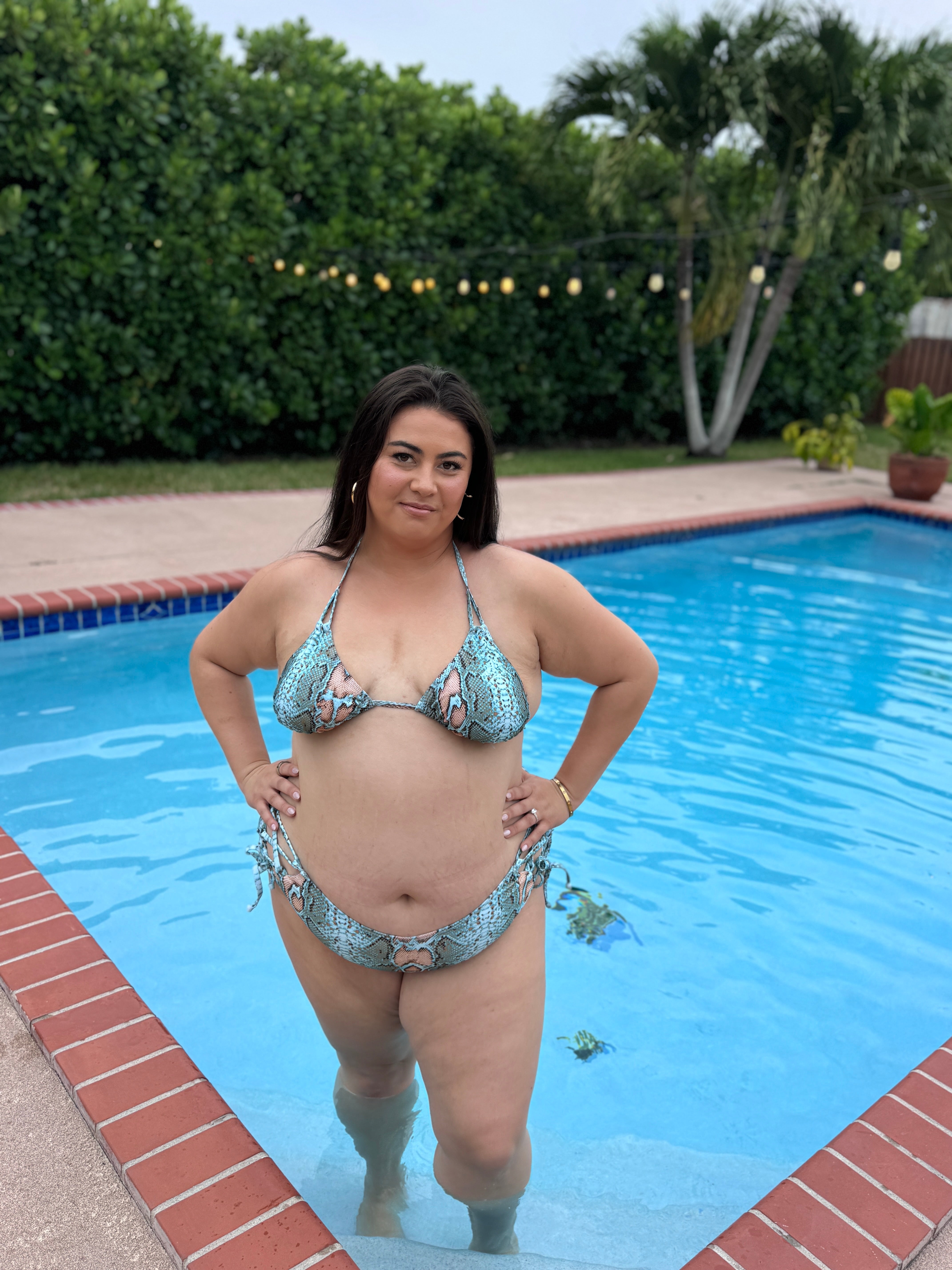 Turquoise Snake Triangle Bikini Top