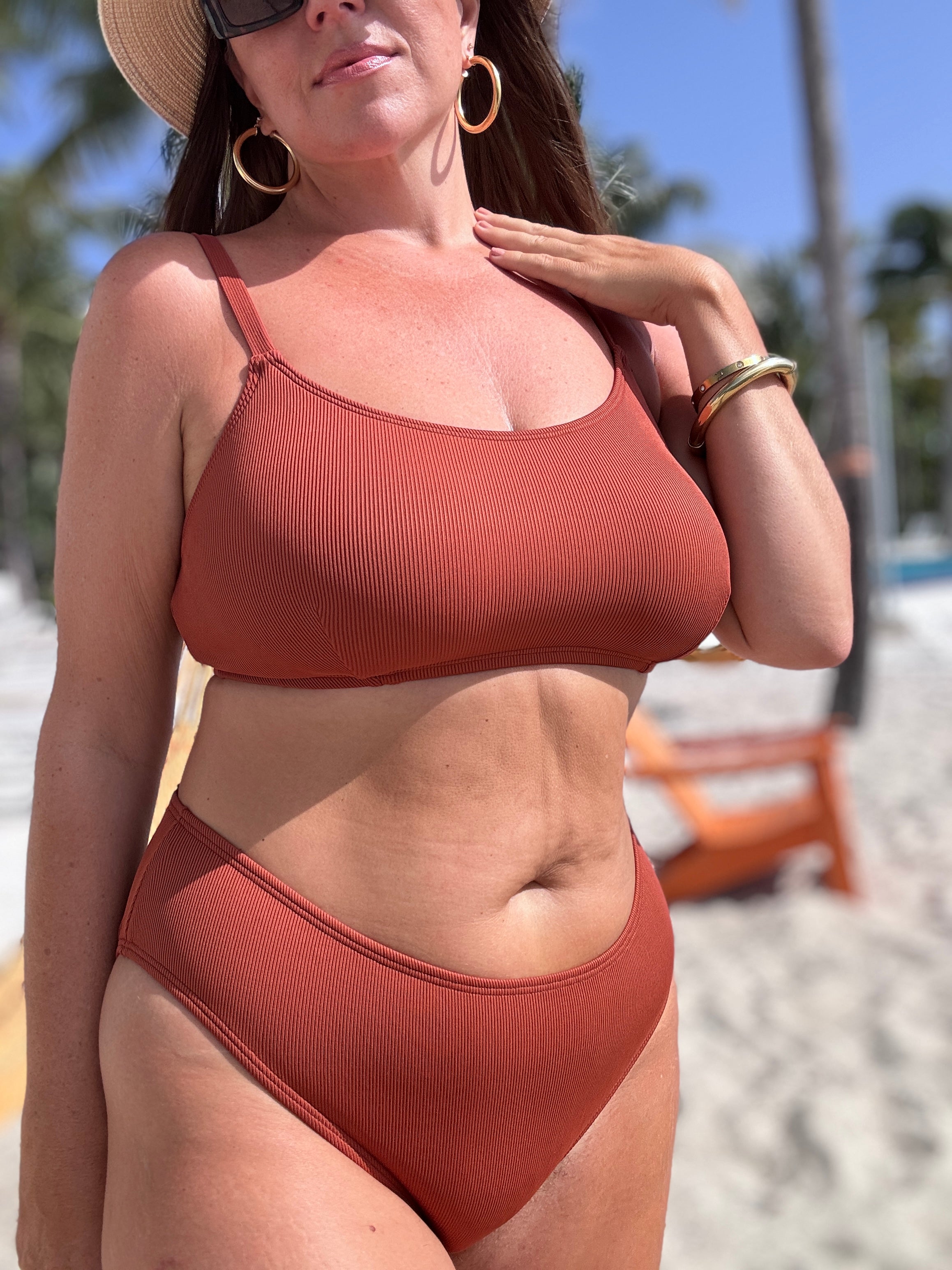 Cinnamon Spice Brown Rib French Cut Bikini Bottom