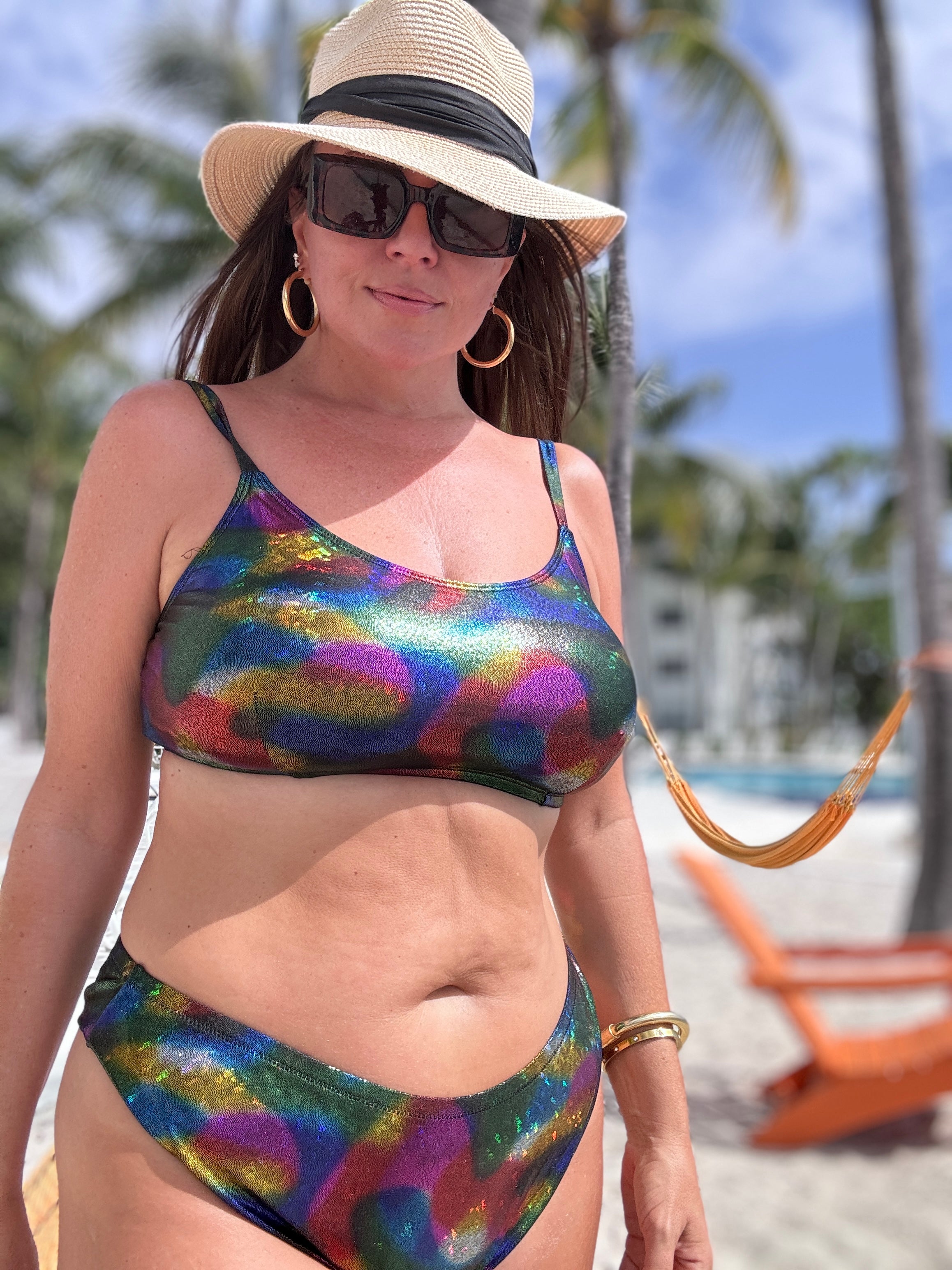 Metallic Rainbow Scoop Bikini Top final sale