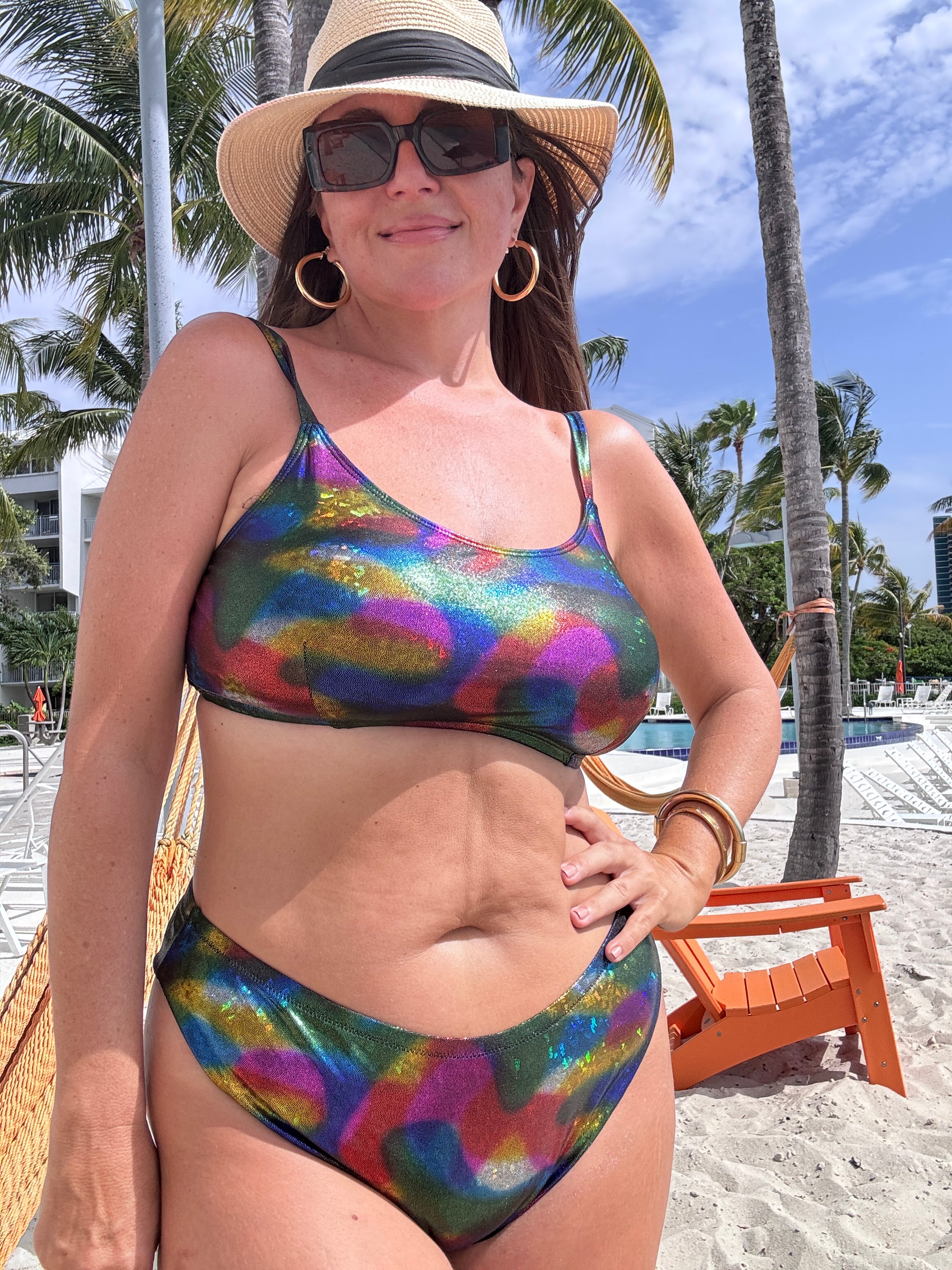 Metallic Rainbow Reversible Cheeky Bikini Bottom final sale