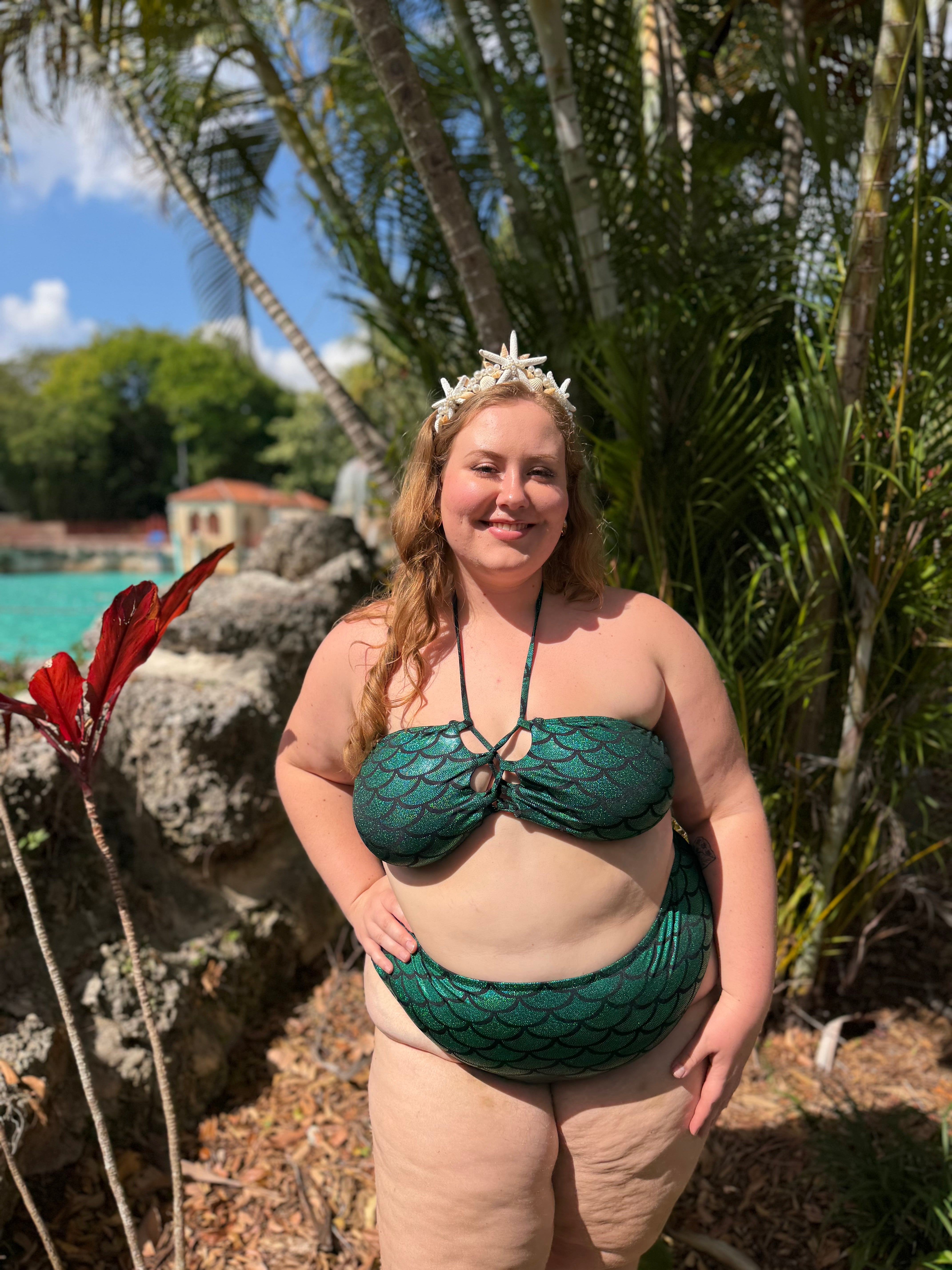 Emerald Green Mermaid High Waist Cheeky Bottom