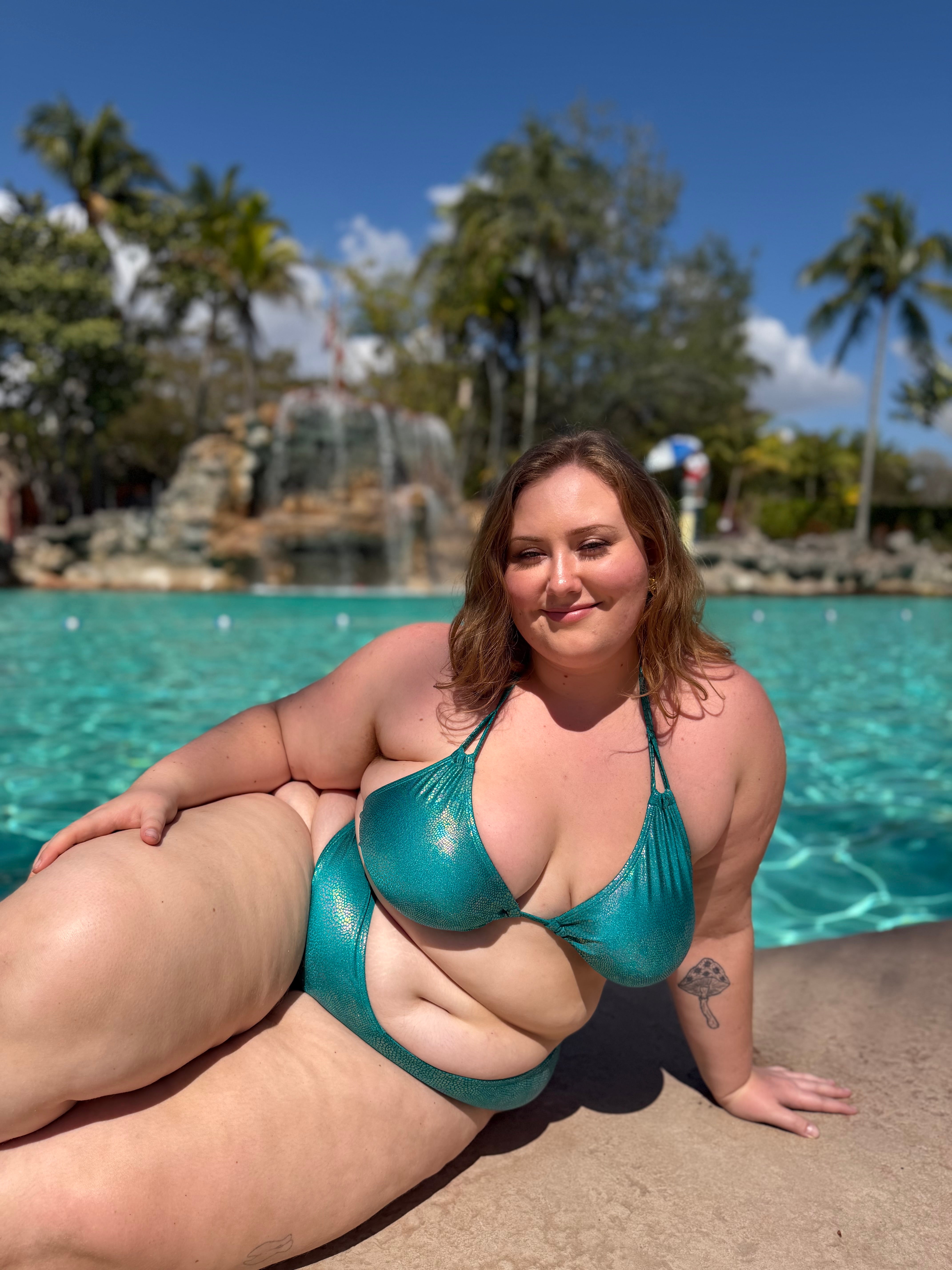 Teal Shimmer Thong Bottom