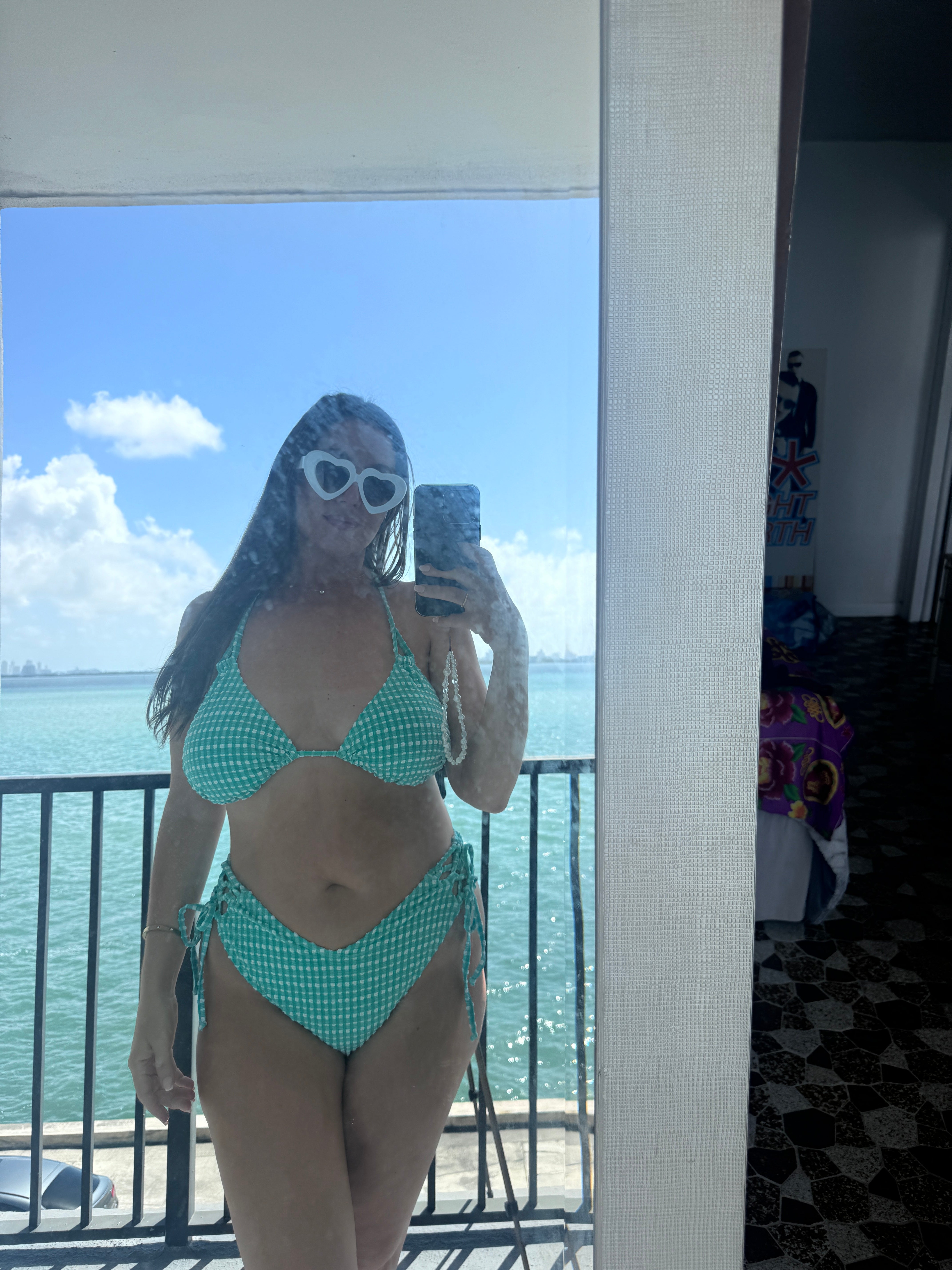 Mint Julep Gingham Side Tie Bikini Bottom