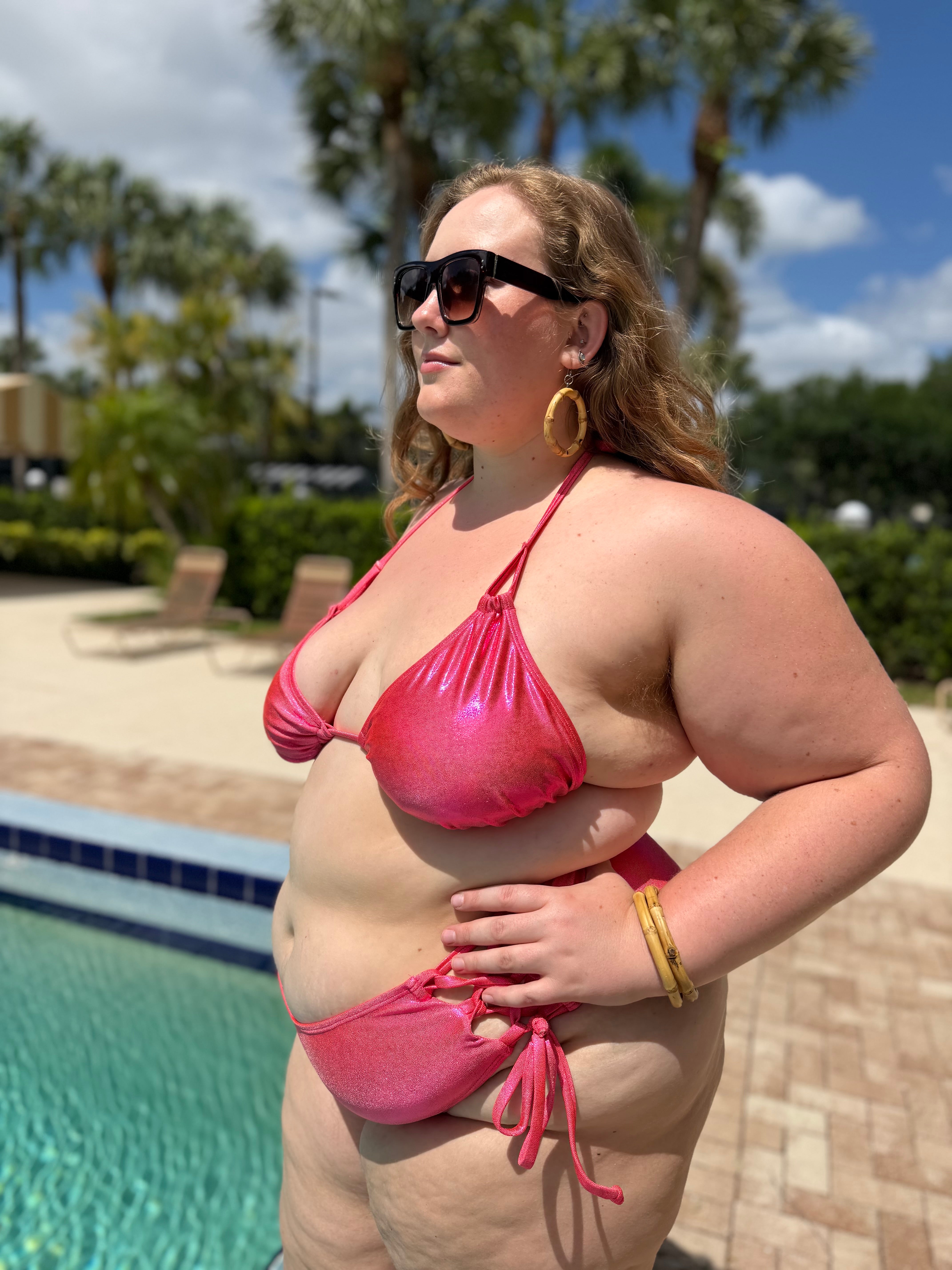 Guava Glow Side Tie Bikini Bottom