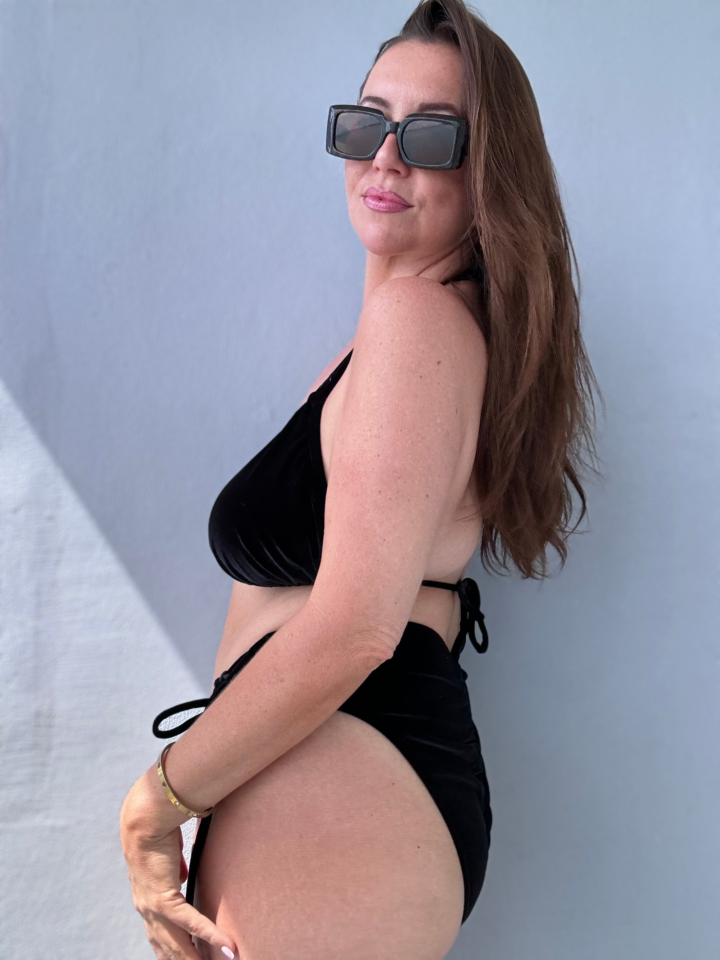 Black Velvet Triangle Bikini Top