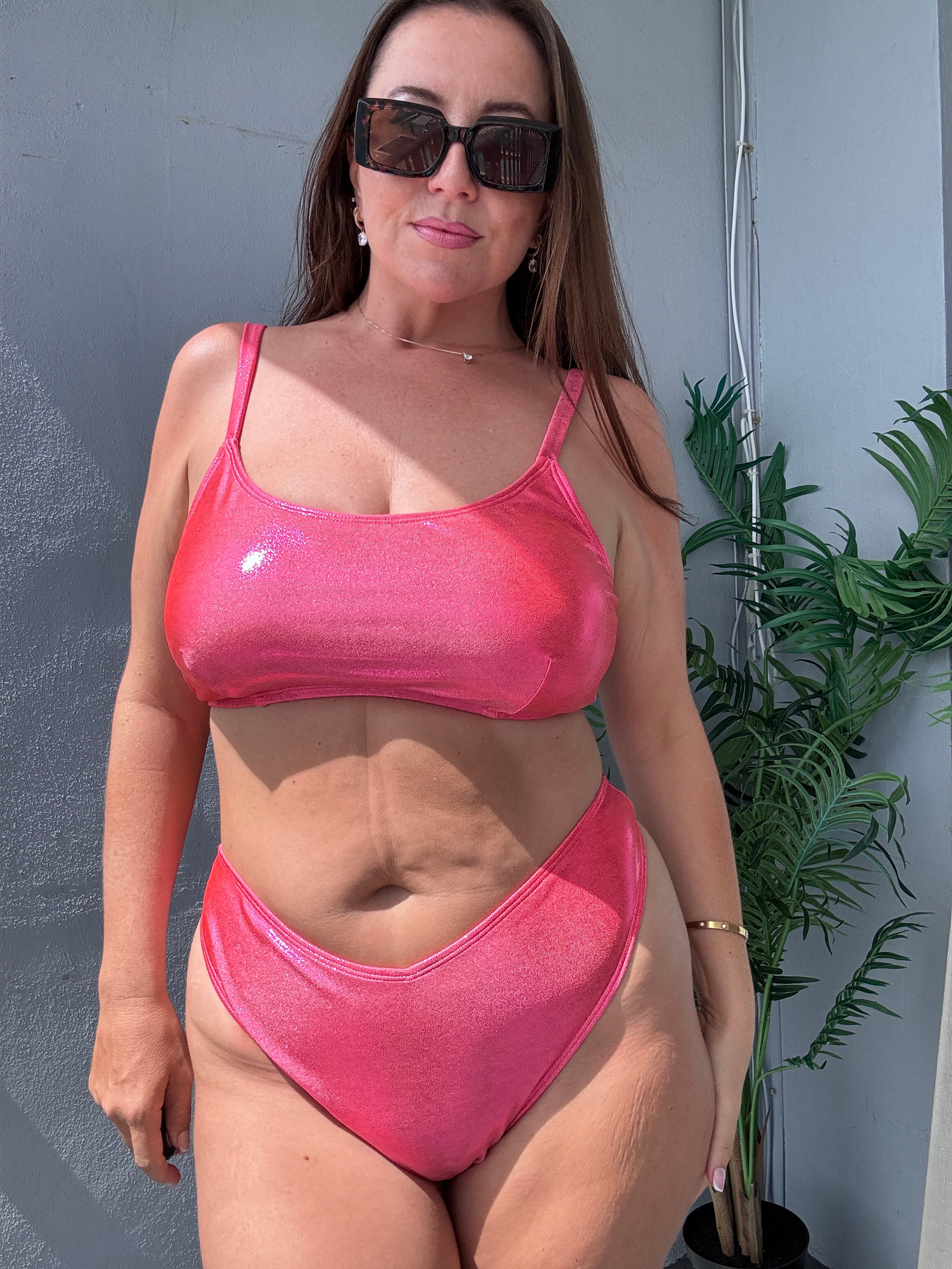 Guava Glow Scoop Bikini Top