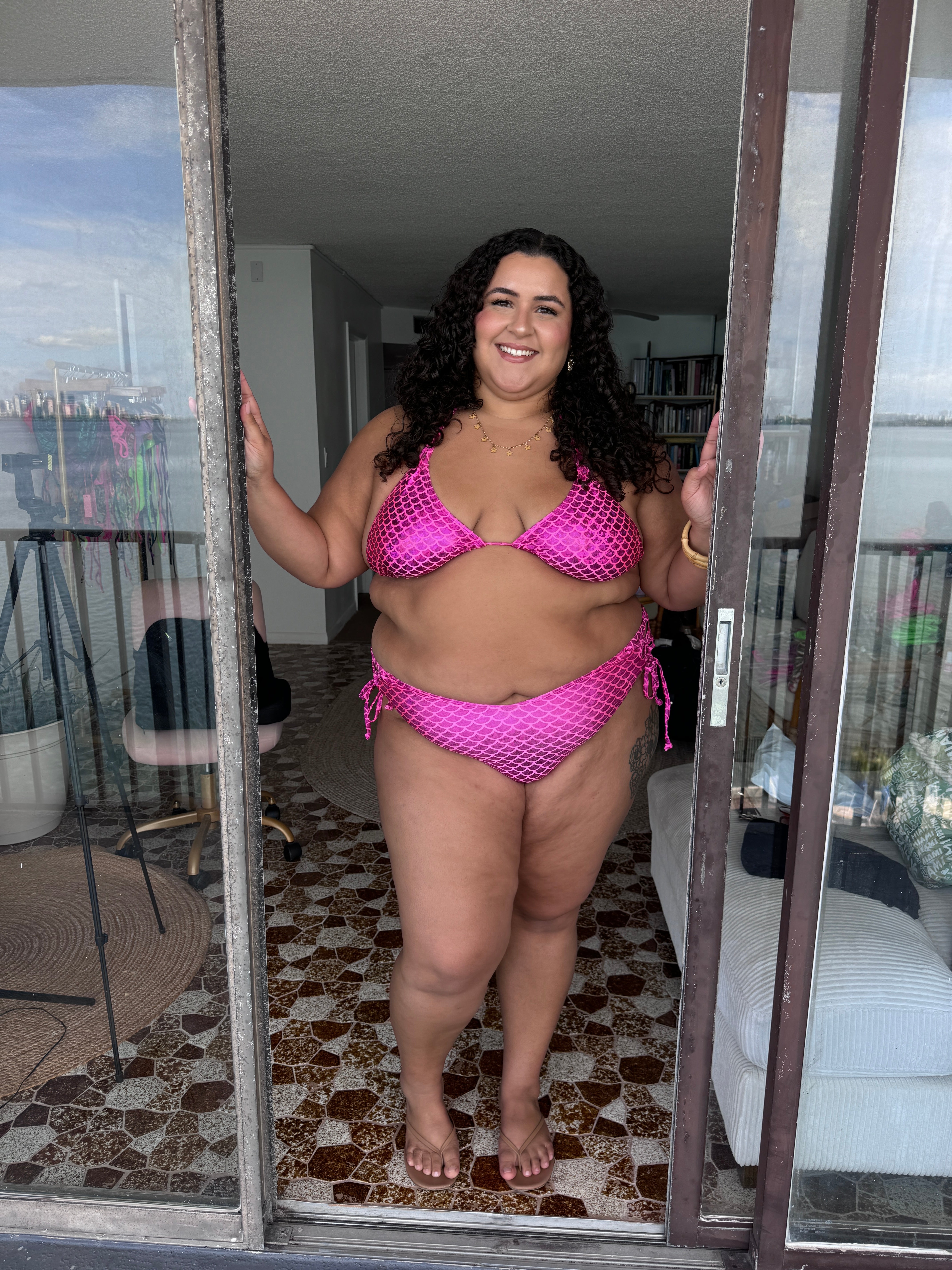 Magenta Mermaid Triangle Bikini Top