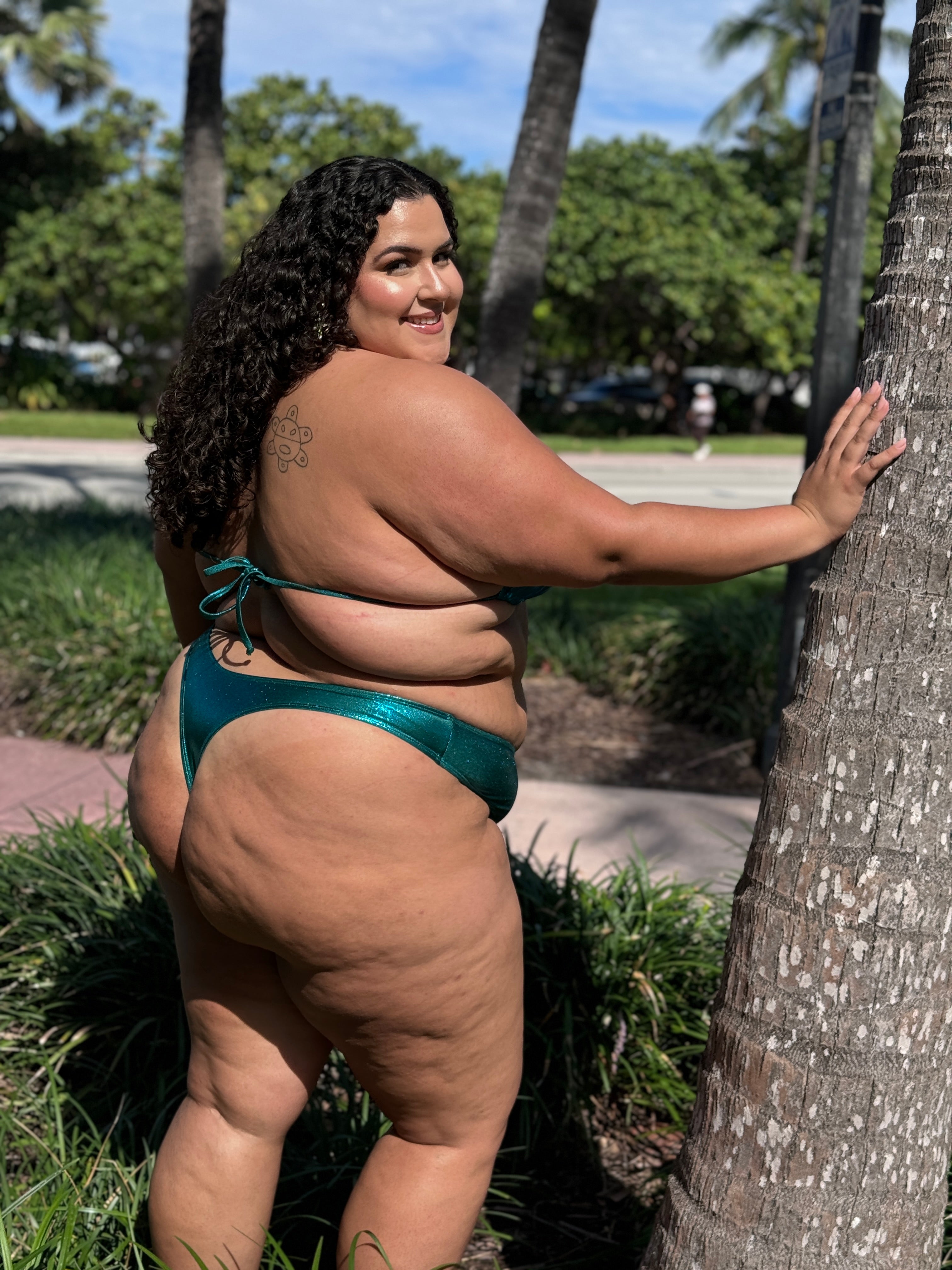 Jade Glitter Thong Bikini Bottom