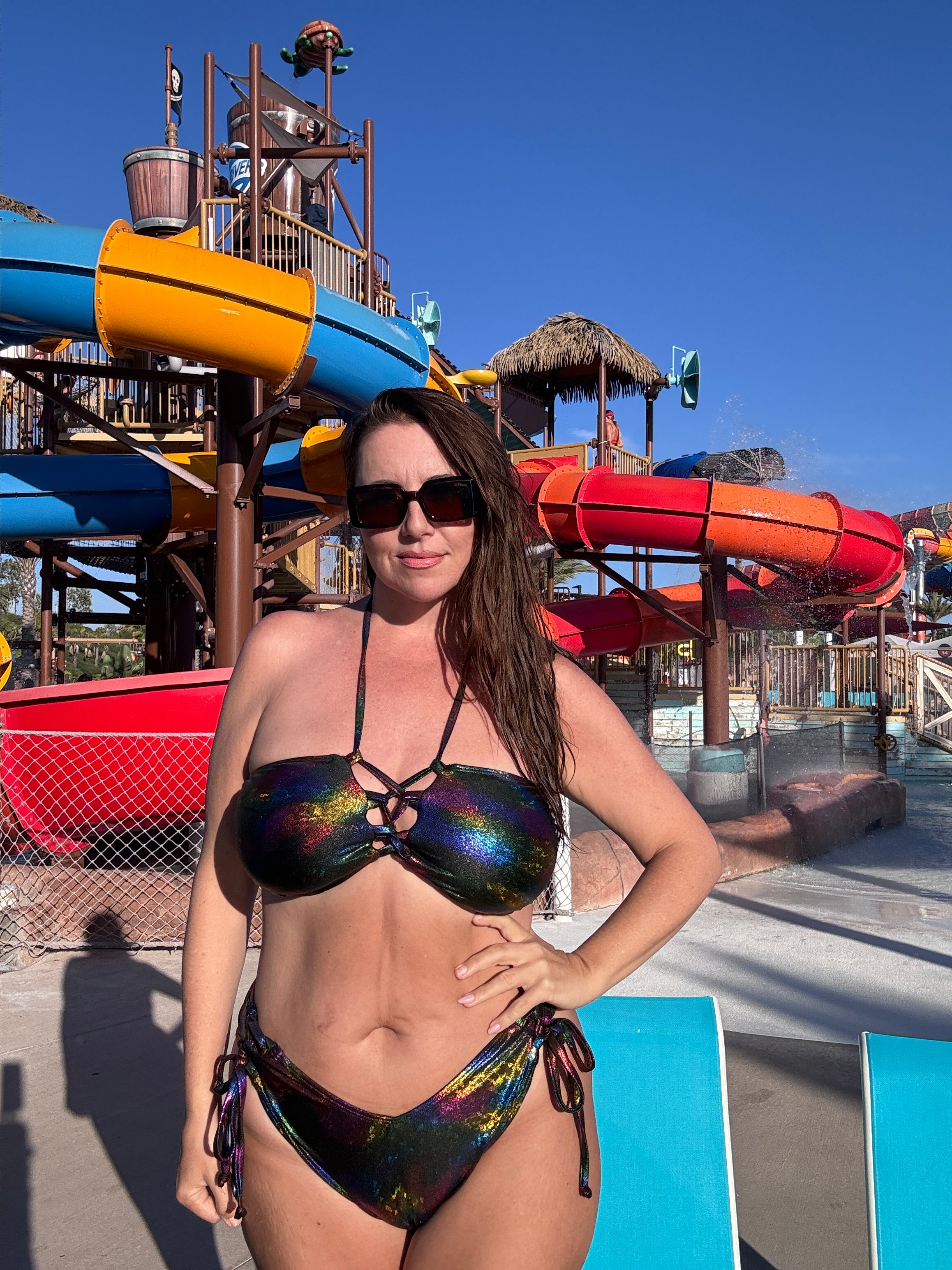 Metallic Rainbow Bandeau Bikini Top final sale