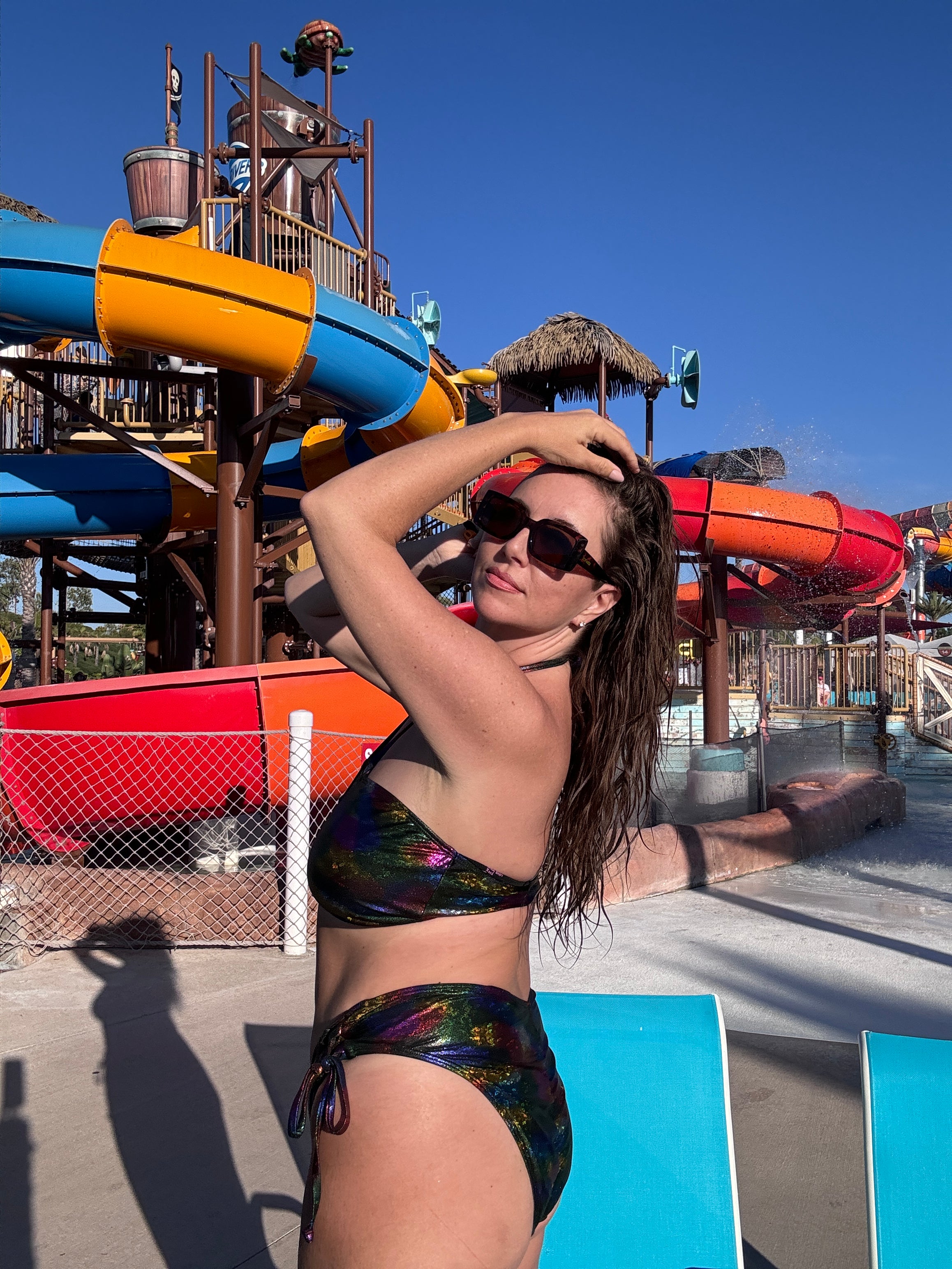 Metallic Rainbow Bandeau Bikini Top final sale