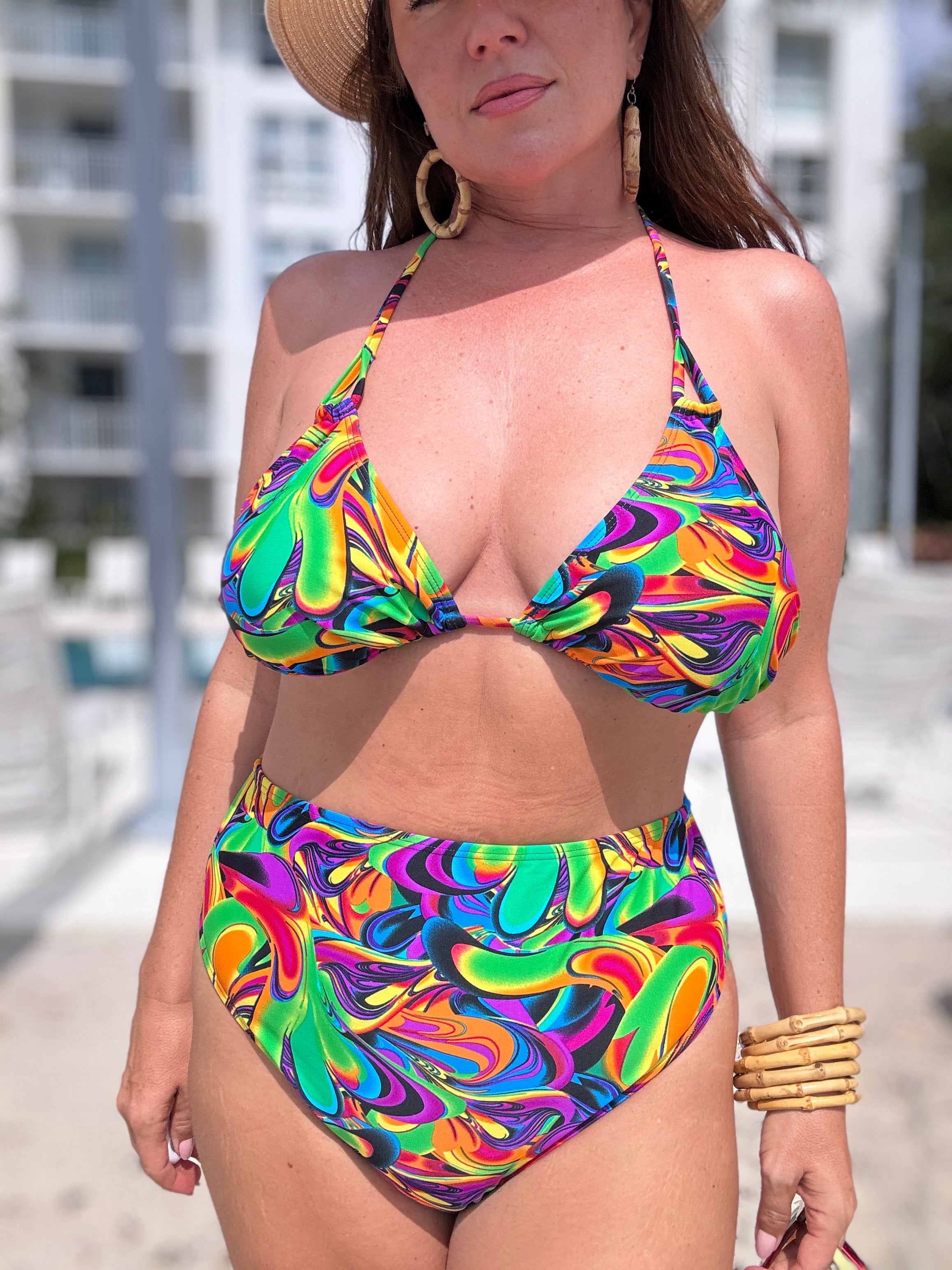 Taste The Rainbow High Waist Bikini Bottom final sale