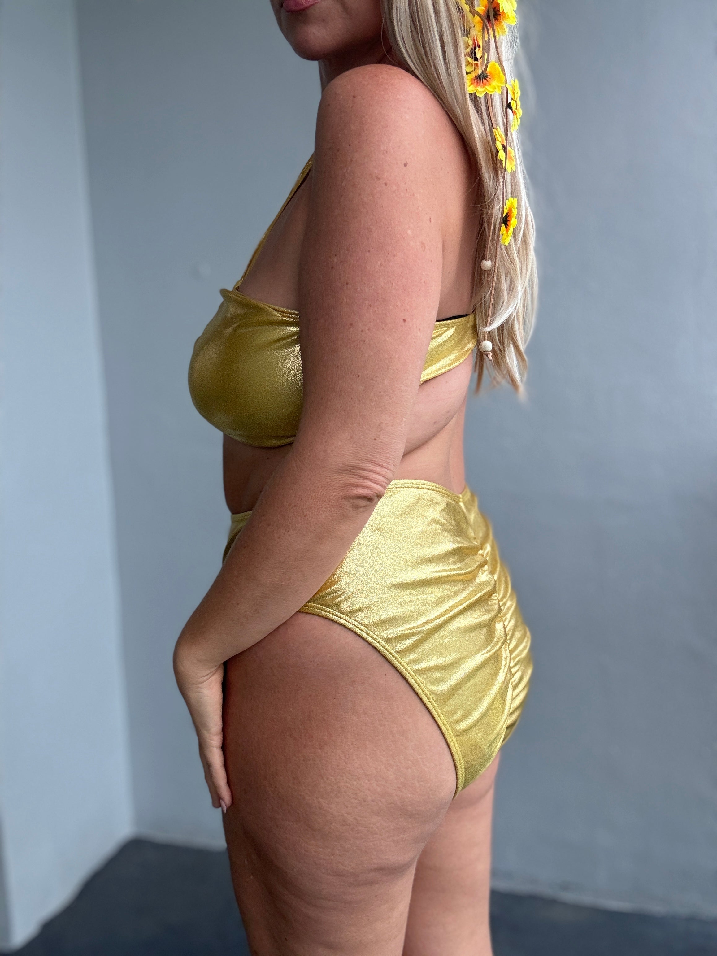 Gold High Waist Bikini Bottom