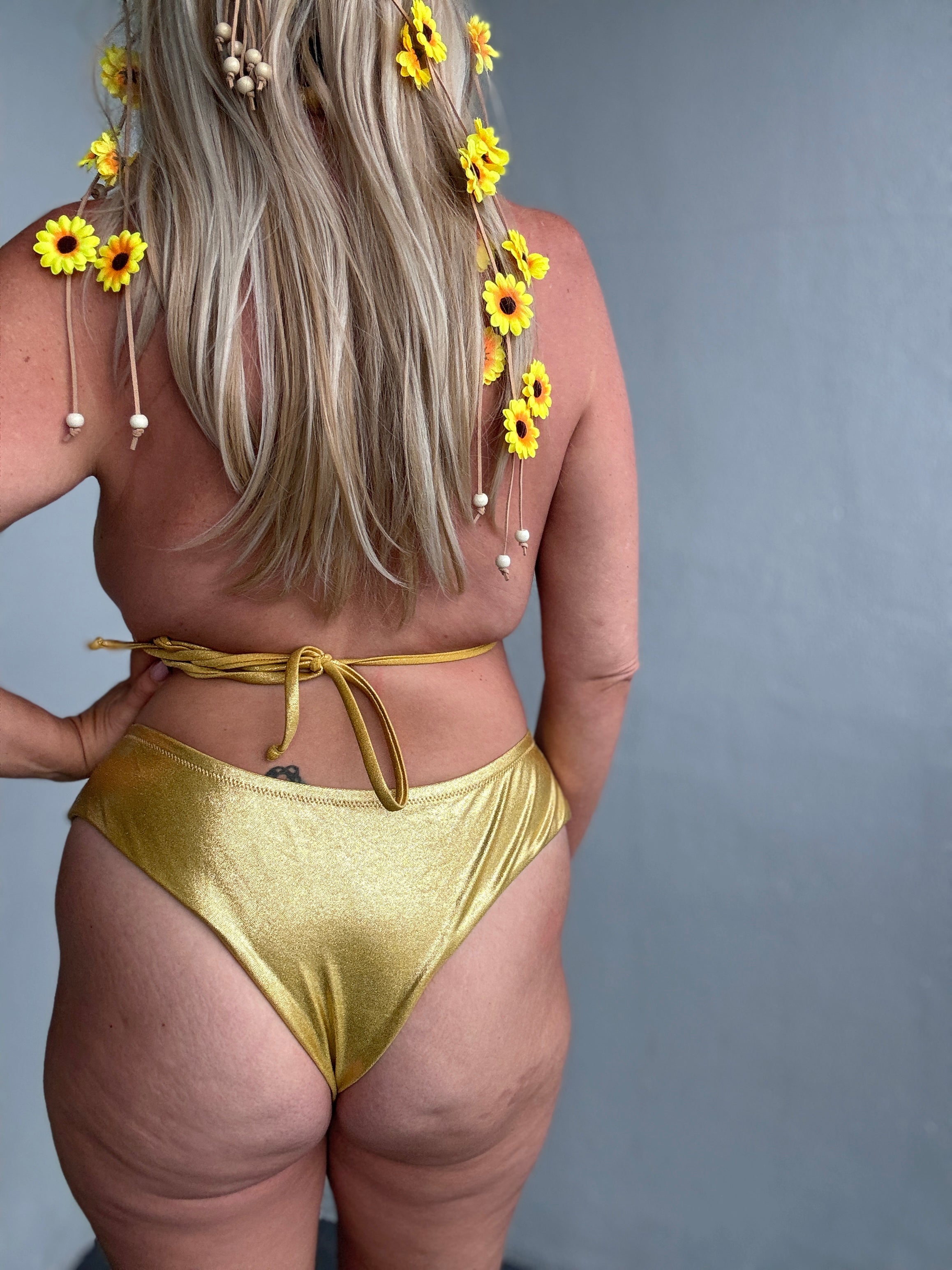 Gold Reversible Cheeky Bikini Bottom