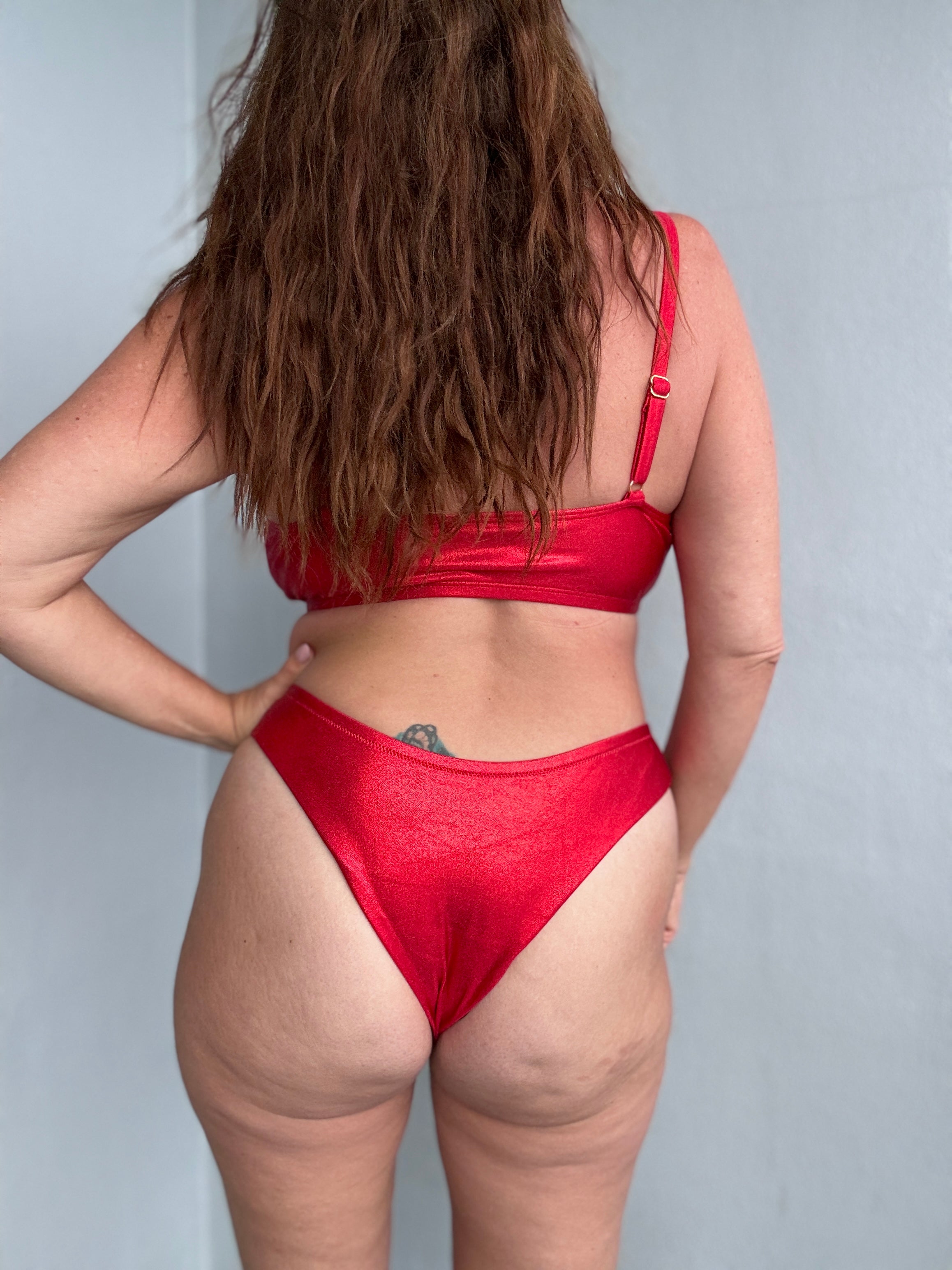Red Glitter Reversible Cheeky Bikini Bottom