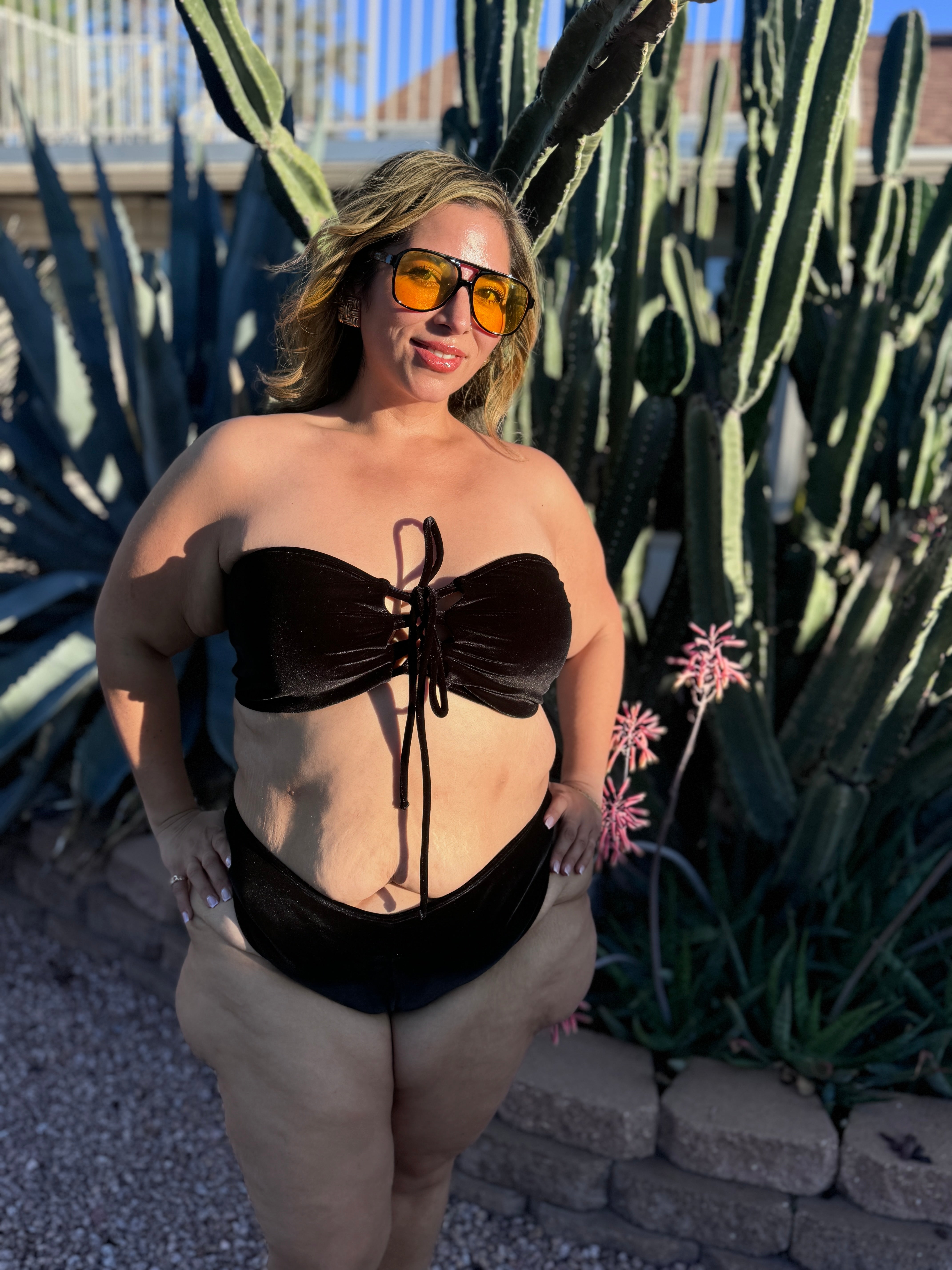 Black Velvet Bandeau Bikini Top