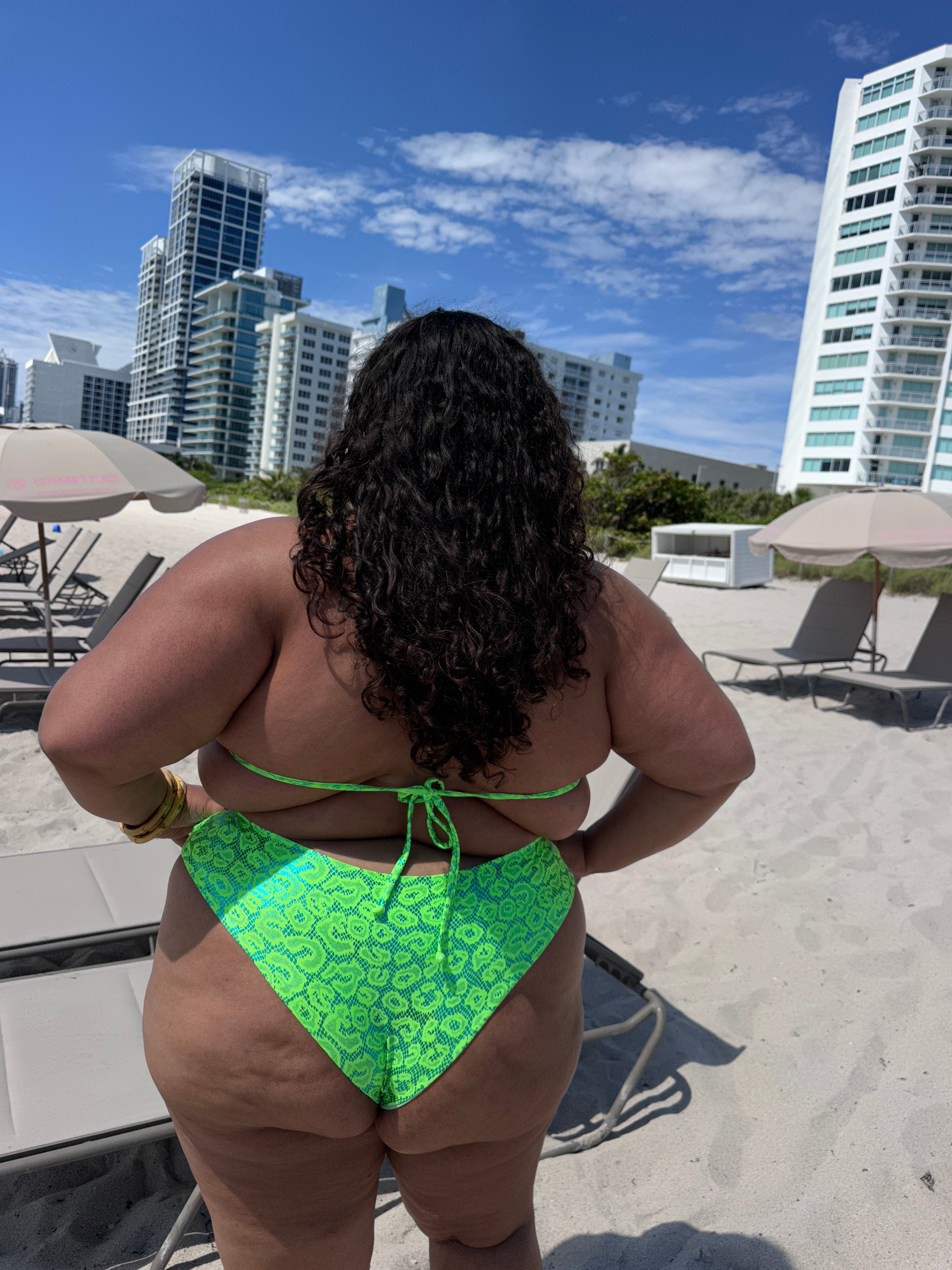 Lime Green Leopard Reversible Cheeky Bikini Bottom