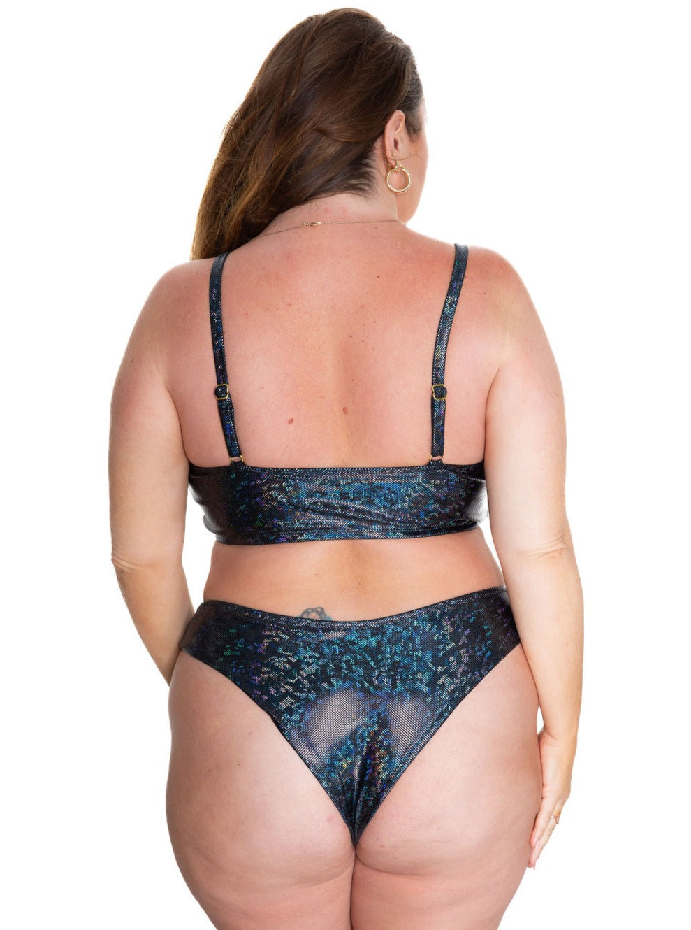 Glitter Black Scoop Bikini Top