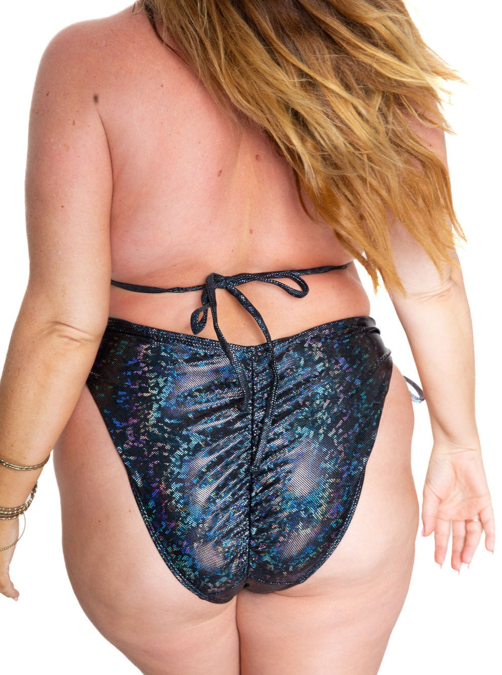 Glitter Black Side Tie Bikini Bottom