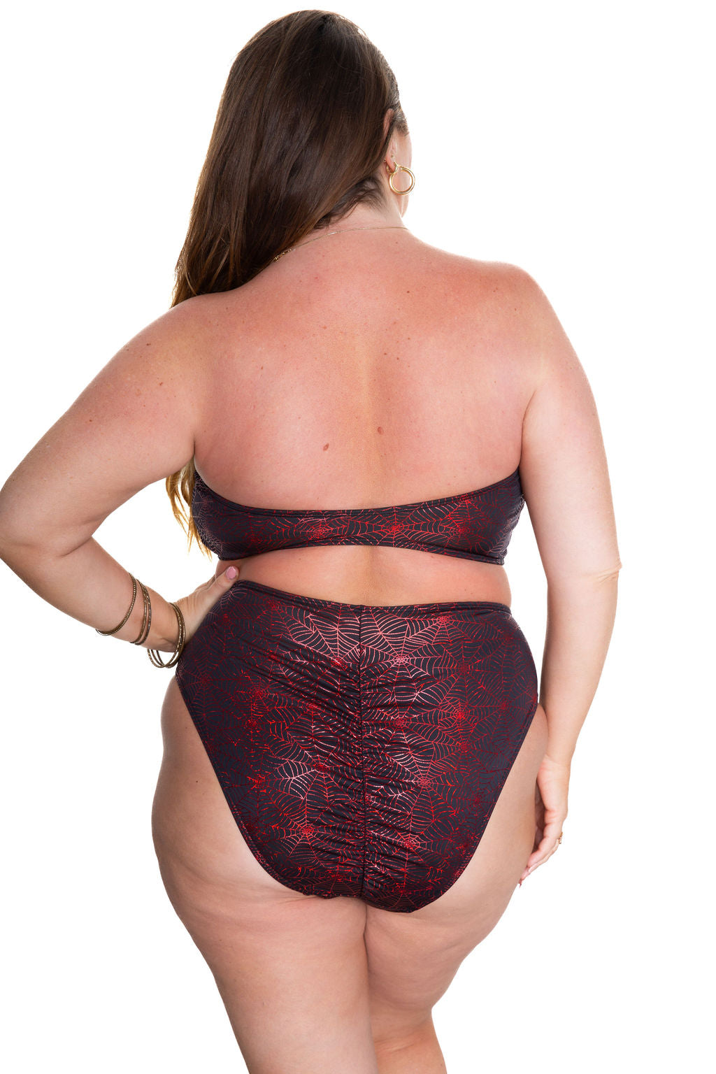 Red Spiderweb Bandeau Bikini Top final sale