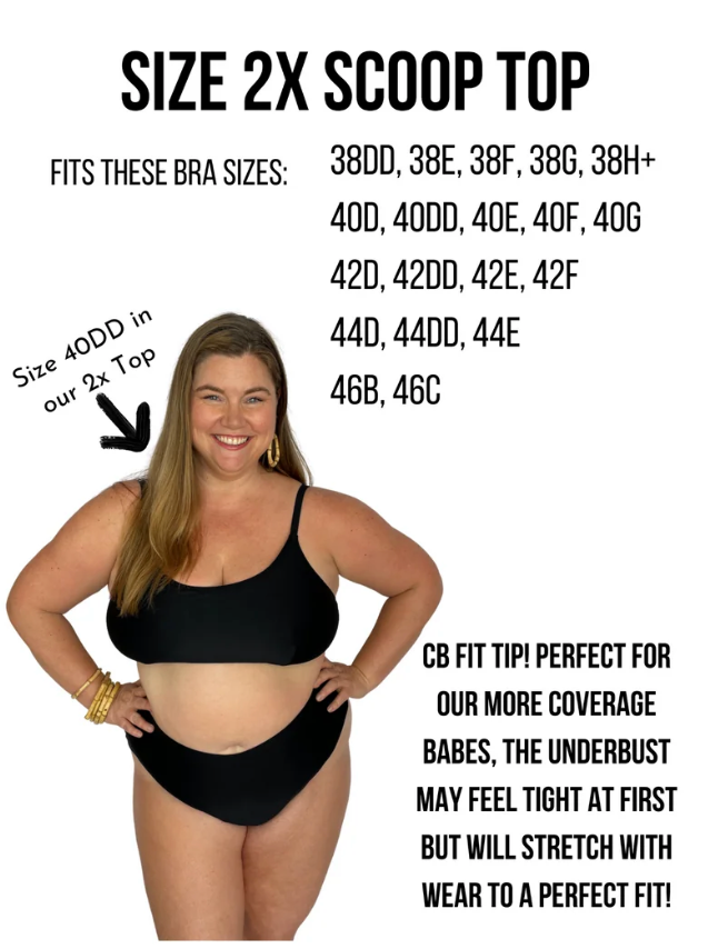 Glitter Black Scoop Bikini Top