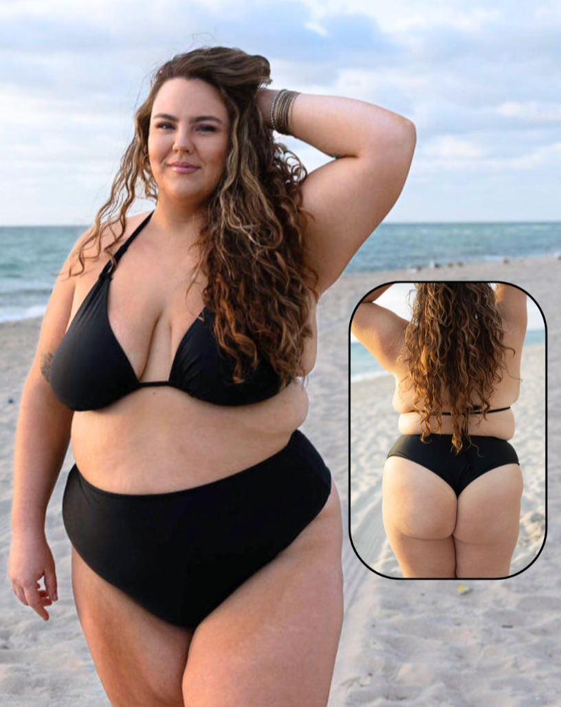 Peach Champagne High Waist Cheeky Bikini Bottom final sale