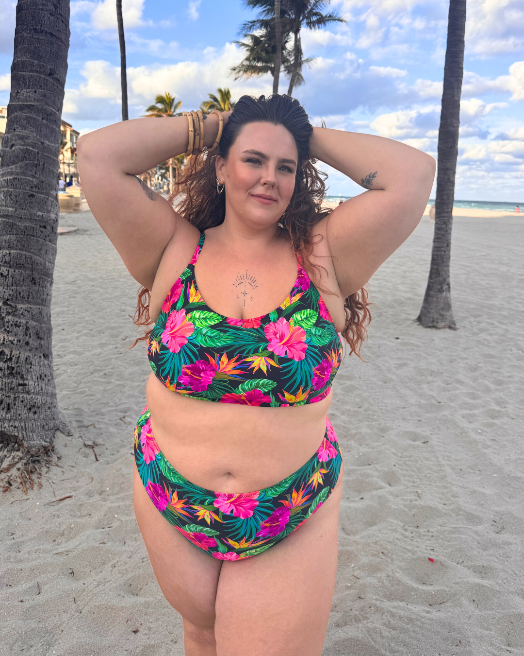 Black Hawaiian High Waist Cheeky Bikini Bottom