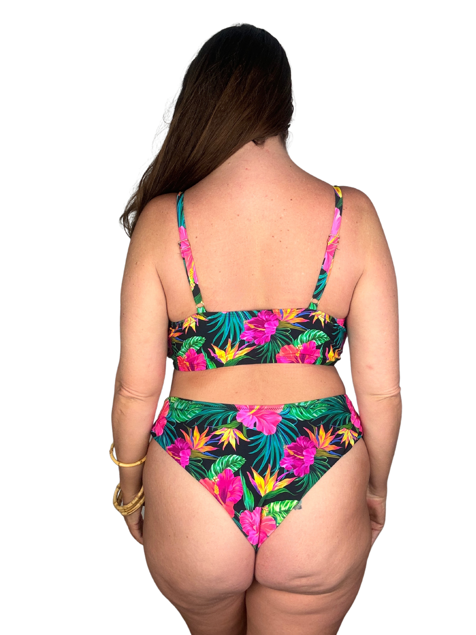 Black Hawaiian High Waist Cheeky Bikini Bottom