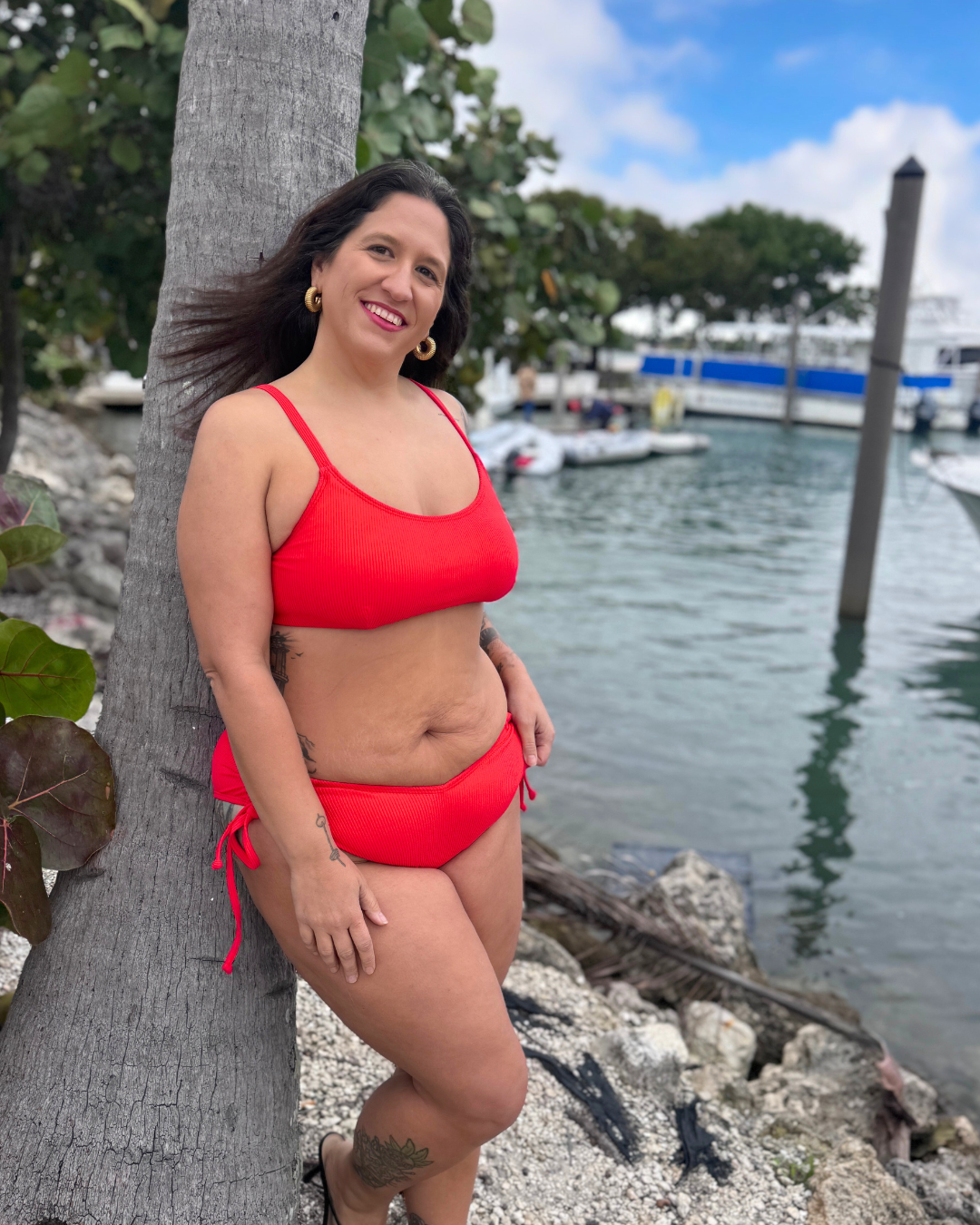 Racy Red Rib Scoop Top